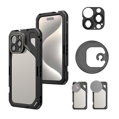 SmallRig for iPhone 15 Pro Max Phone Cage with 67mm Filter Adapter, Upgraded Quick Release Design Phone Video Rig Cage for Videography/Video Recording/YouTube/Live Streaming/Vlog - 4391B