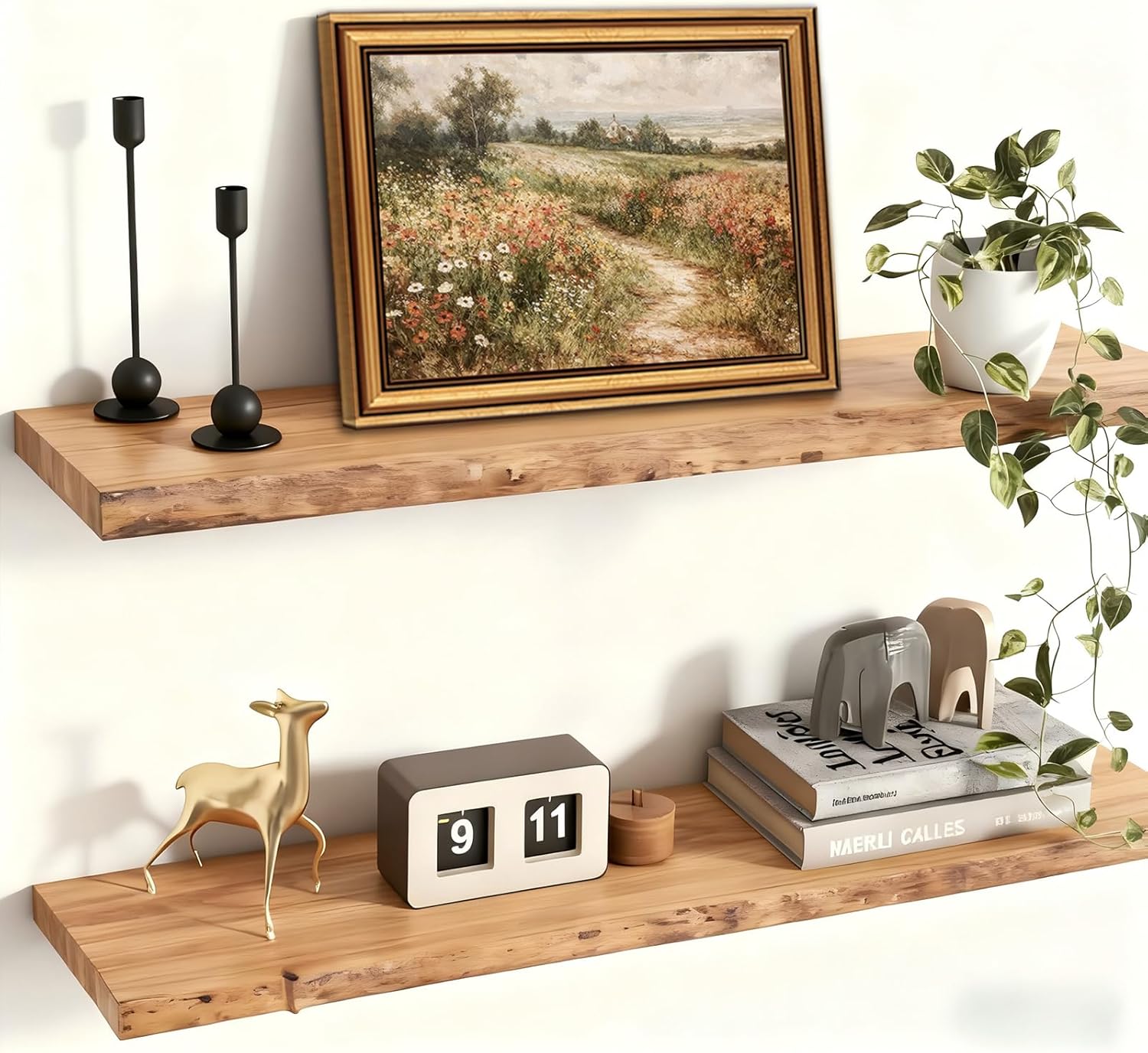 Vintage Gold Framed Wall Art Country Wildflower Field Wall Decor Picture Farmhouse Nature Rustic Cottagecore Landscape Poster Print for Gallery Living Room Bedroom Home Decoration 12x16in