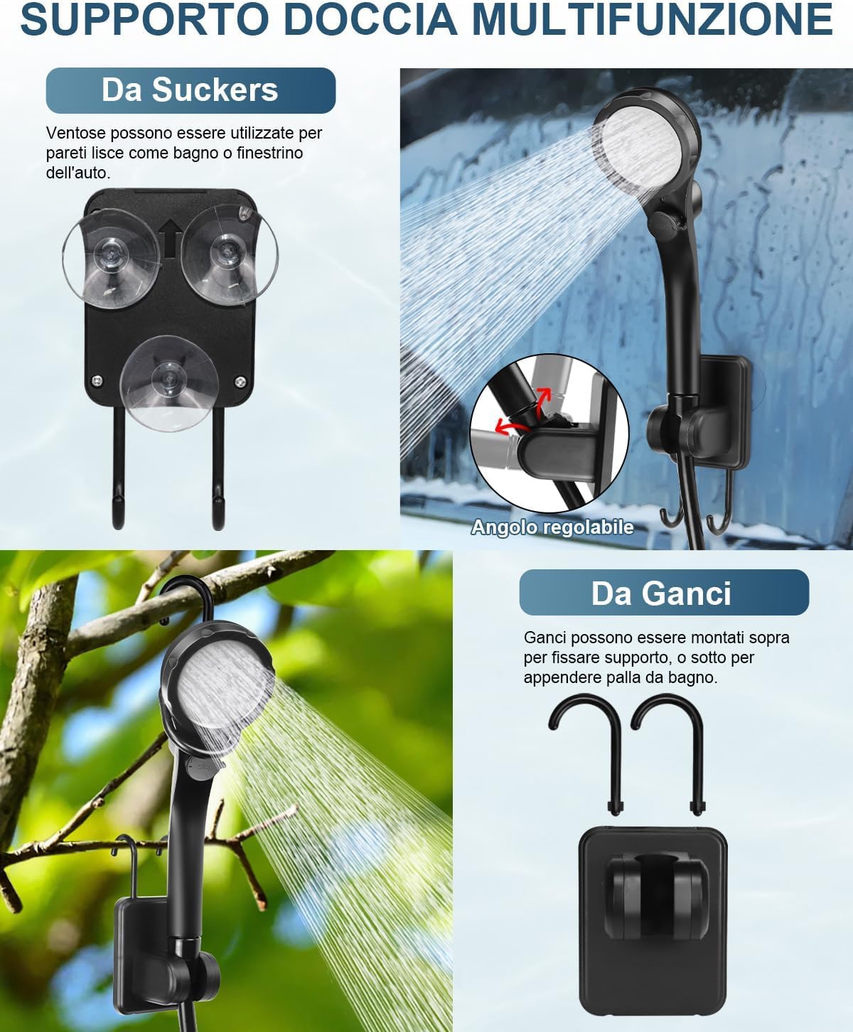 AUTOPkio Doccia da Campeggio Portatile, Doccia Elettrica Aggiornata con Pompa Batteria 6000mAh Ricaricabile, Display Digitale Intelligente per Escursionismo, Camper, Lavaggio Auto
