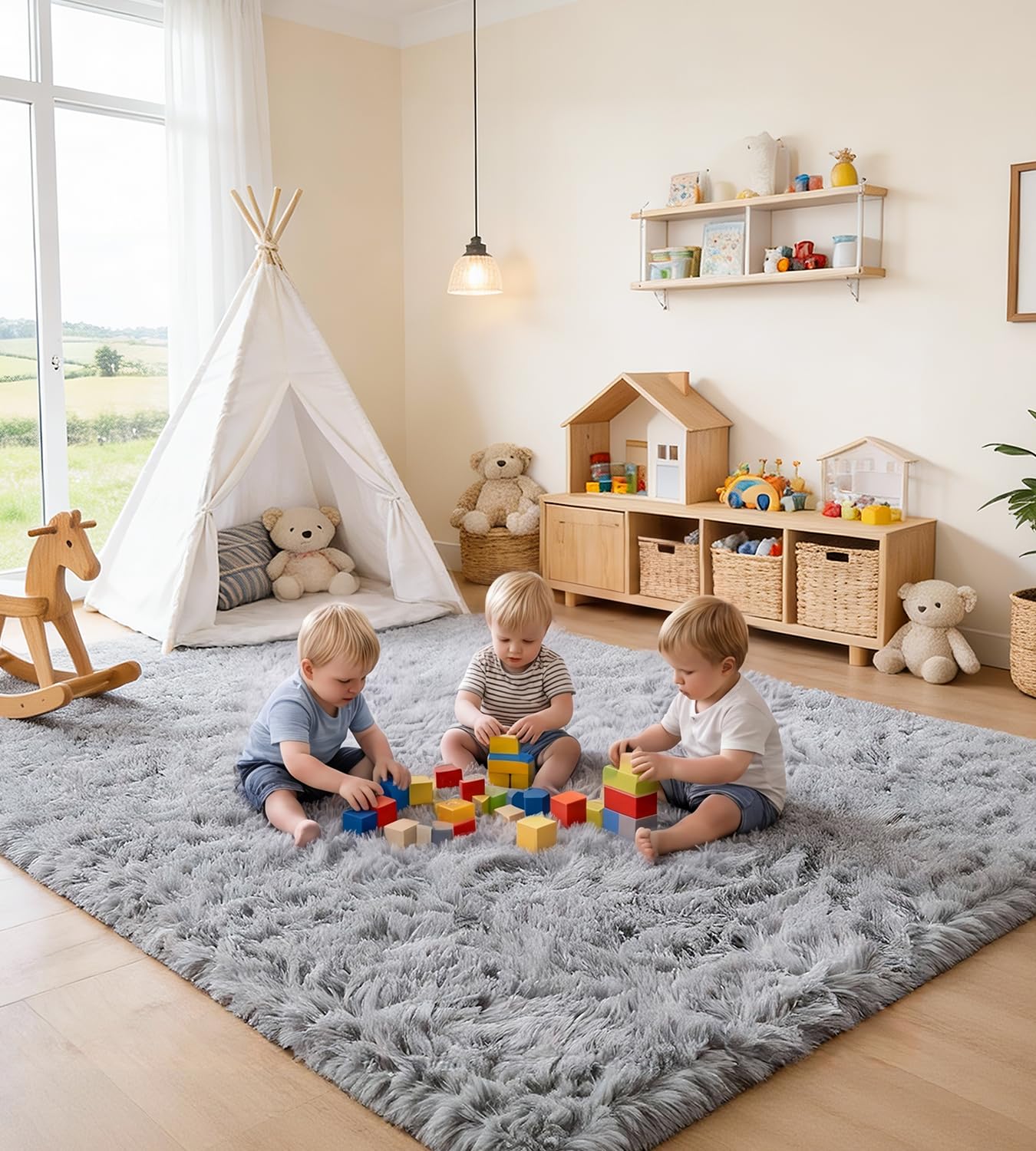 Grand tapis salon 160x230 moelleux en mousse de rebond 35D haute densité