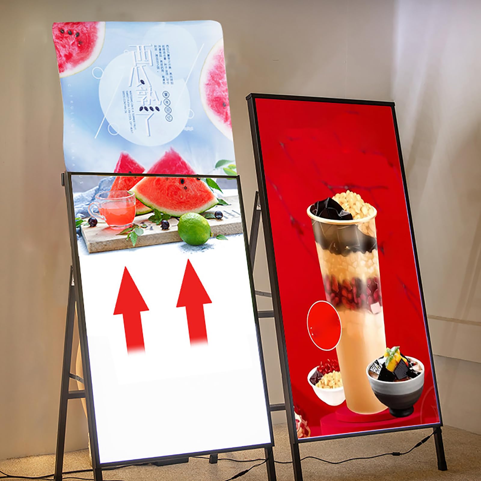 Caja De Luz LED Para Publicidad, Tablero Para Exhibición De Carteles, Placa Guía De Luz Tres En Uno, Fácil Instalación + Cambio Rápido, Para Negocios, Restaurantes,60 * 80cm