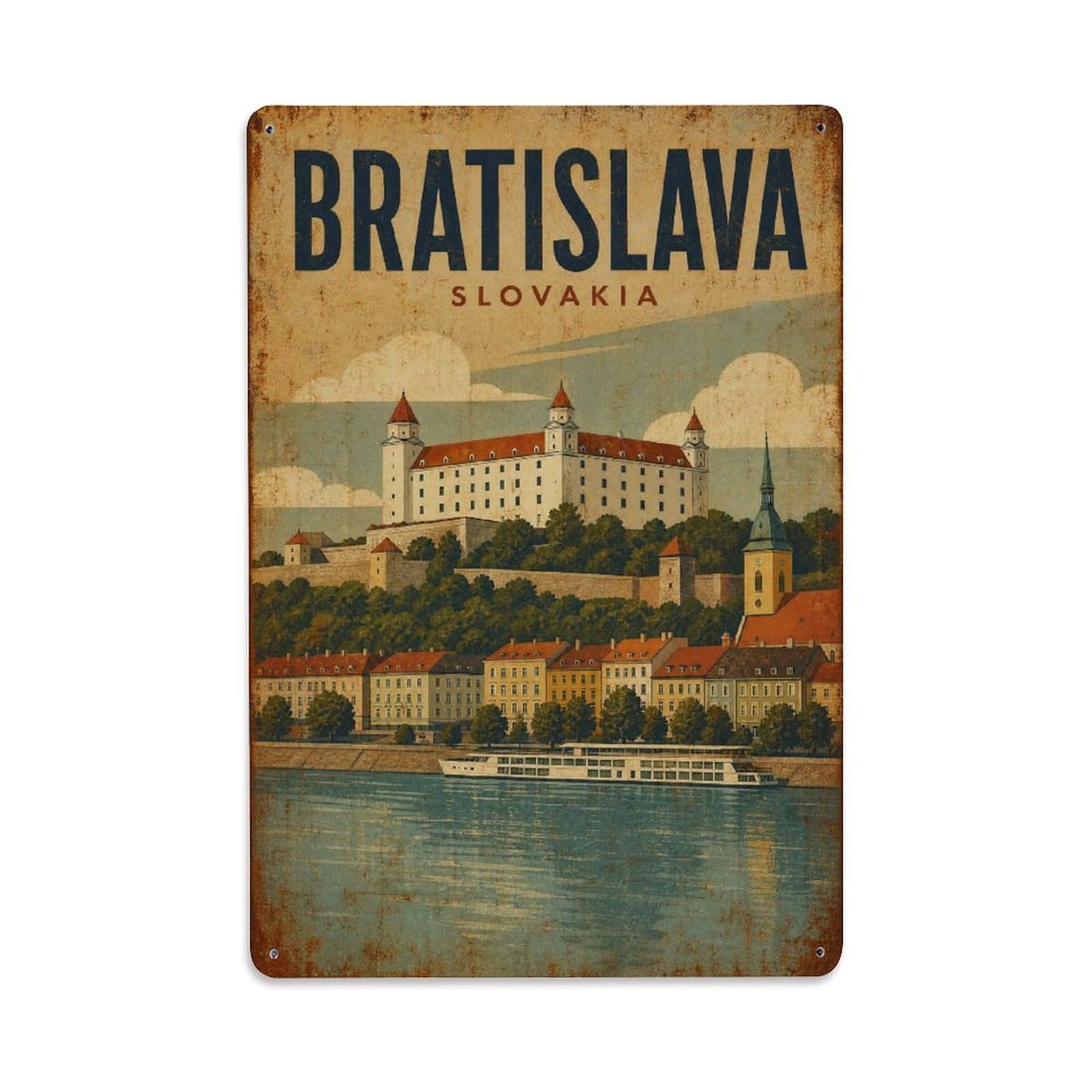 Metal Tin Sign Travel Vintage Slovakia Bratislava
