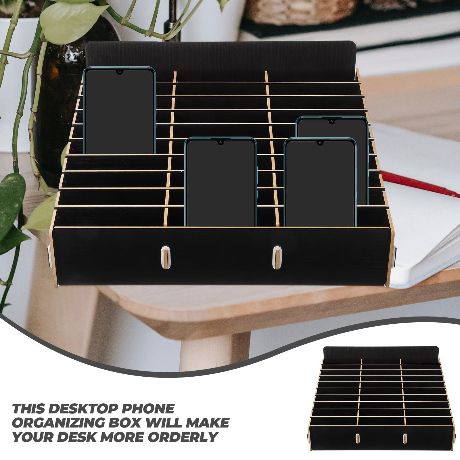 Amosfun 30-Grid Wooden Storage Box - Image 3