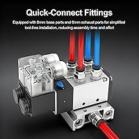 Vista 4 de Baomain Colector de válvula electromagnética de 4 estaciones, 24V CC 5 vías 2 posiciones válvula de aire neumática, cuatro solenoides, puerto PT