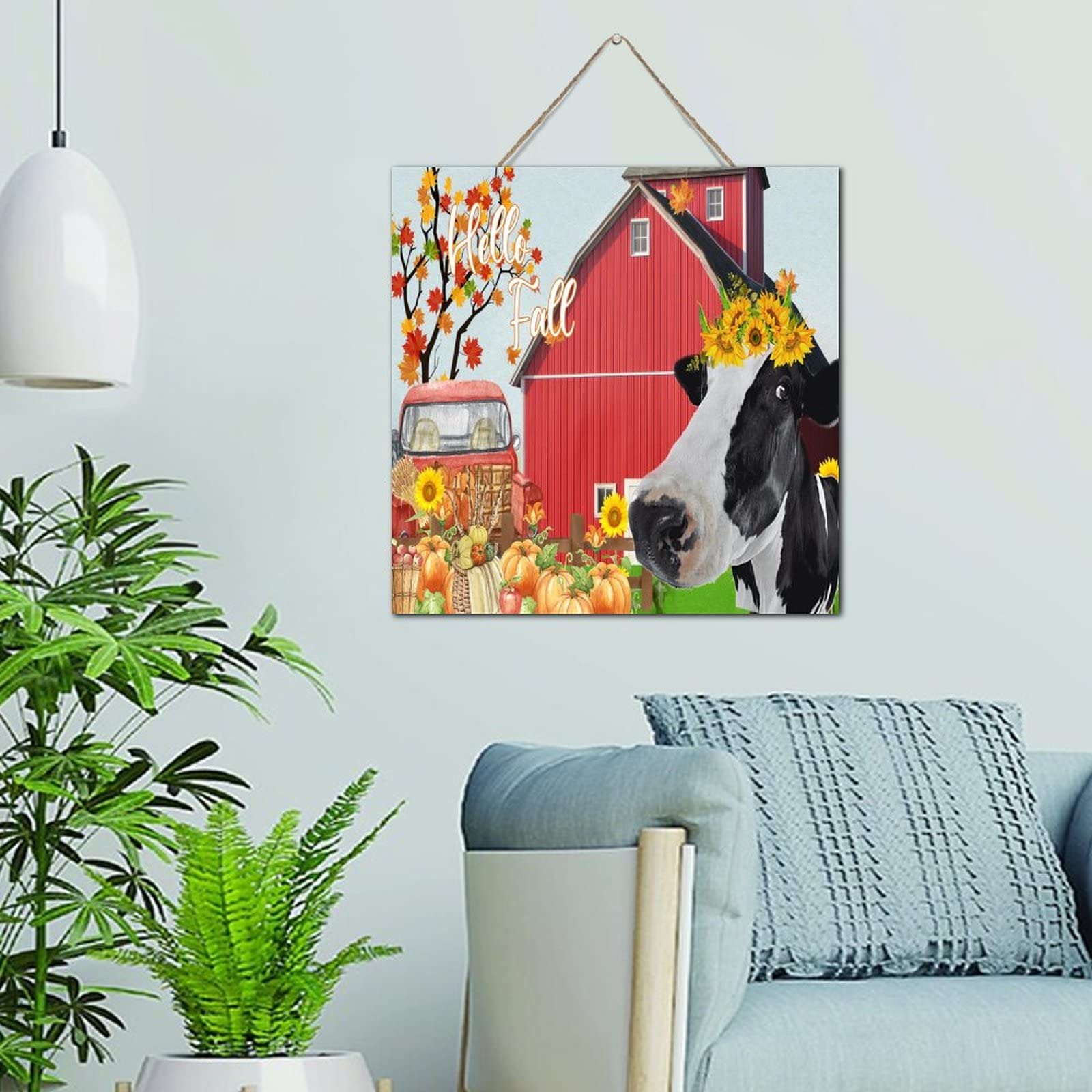 Décoration murale personnalisée en bois d'artisanat Hello Fall pour intérieur élégant