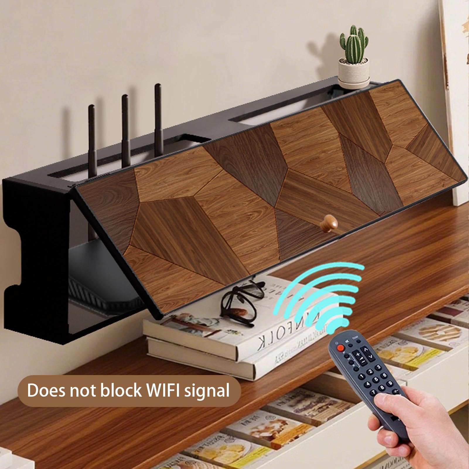 Étagère murale pour routeur, support de rangement WiFi, cache la boîte WiFi, organise les routeurs sans fil, idéal pour le bureau et la maison (40 cm) – Design durable et élégant