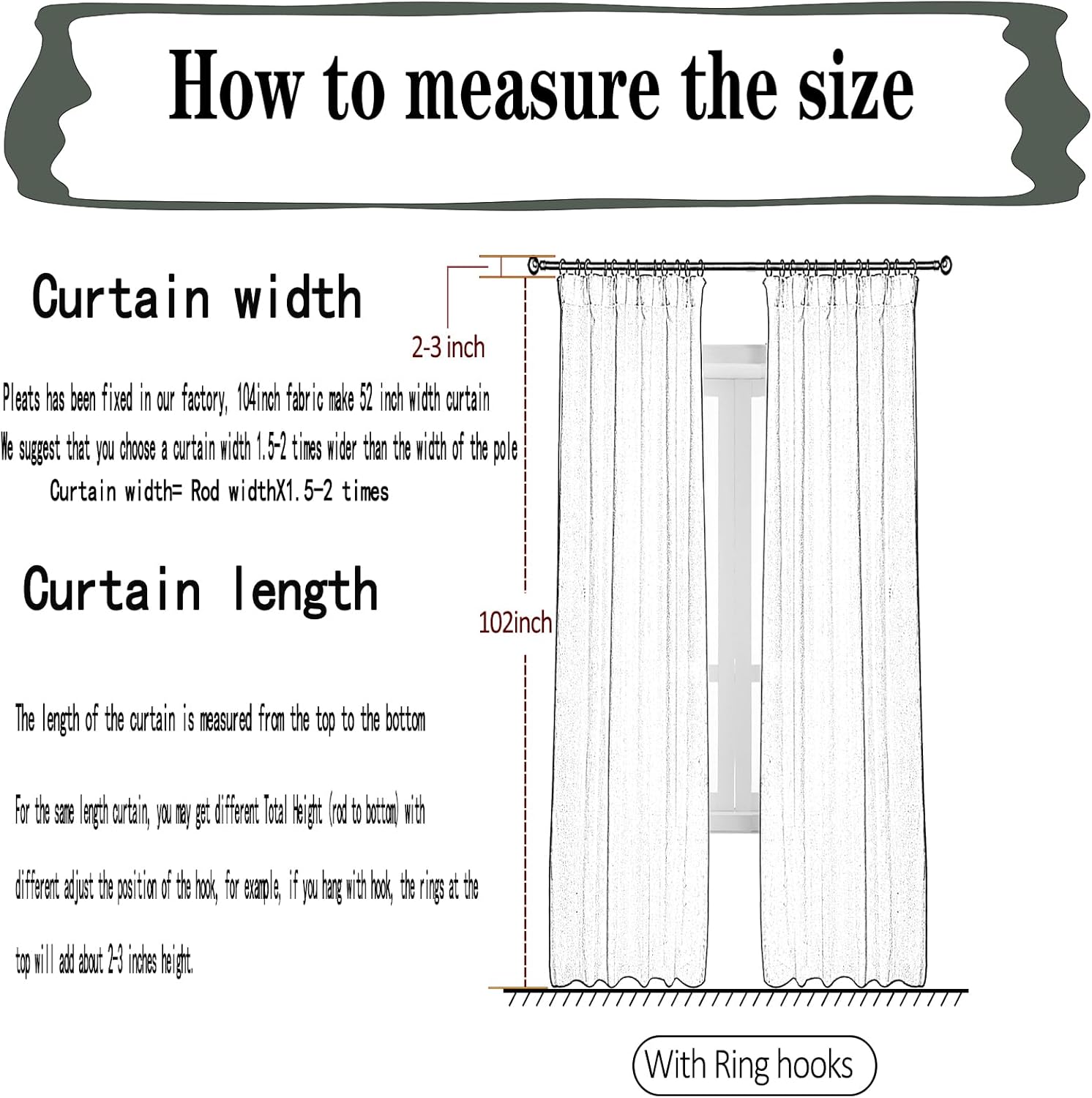 102 Inches Long Pure White Curtains for Bedroom Living Room Pinch Pleated Chiffon Sheer Curtains Light Filterring Semi-Sheer Curtain Pinch Pleat Drapes, 1 Panel,W52 x L102