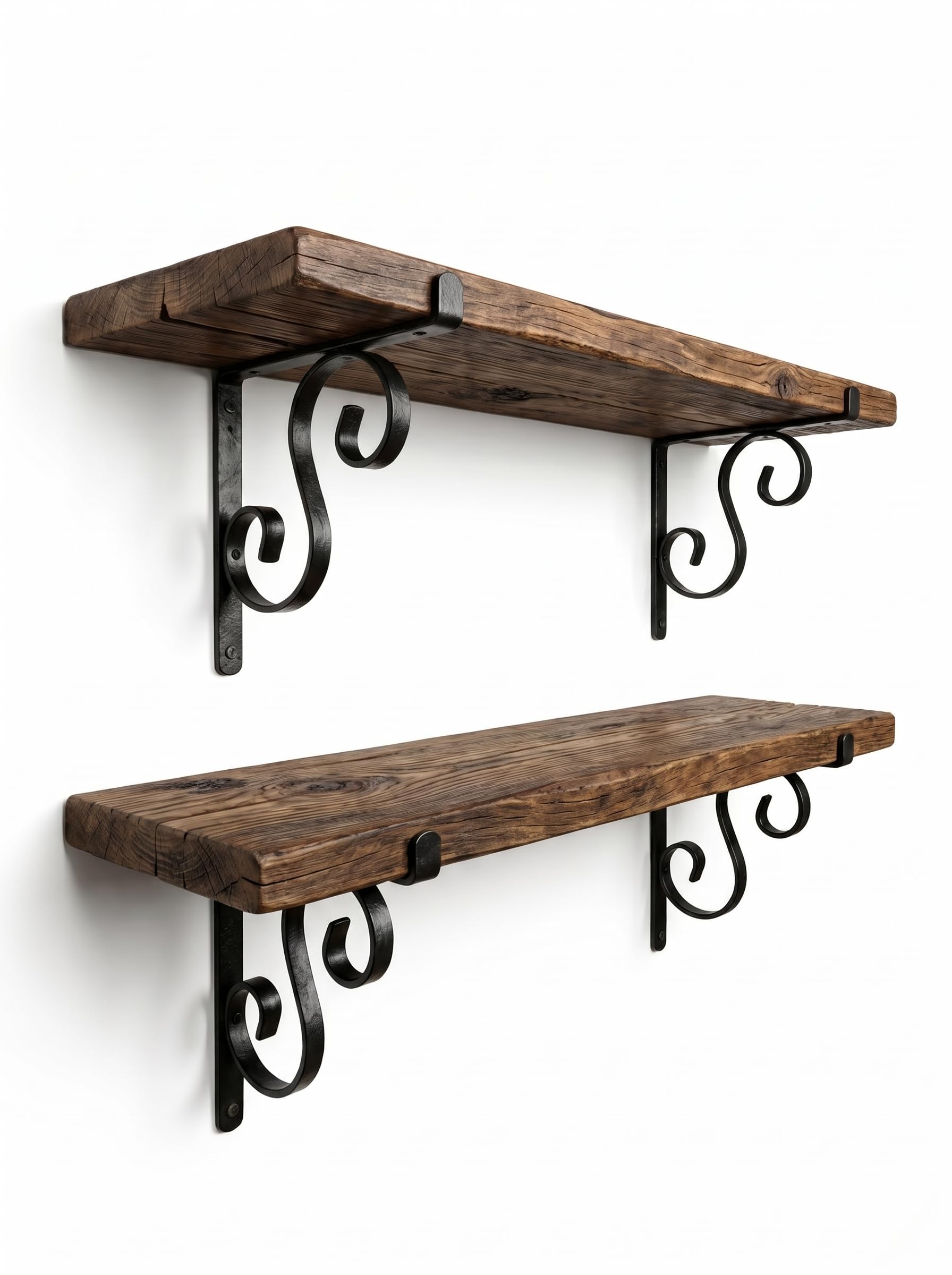 Pack of 2 Premium wall Shelves Shelf | Material: Wood & Iron,Color: Natural Wood / Black,Rustic, Vintage Dimensions: 20 x 16 Inches ,Each Quantity: Set of 2-image-43