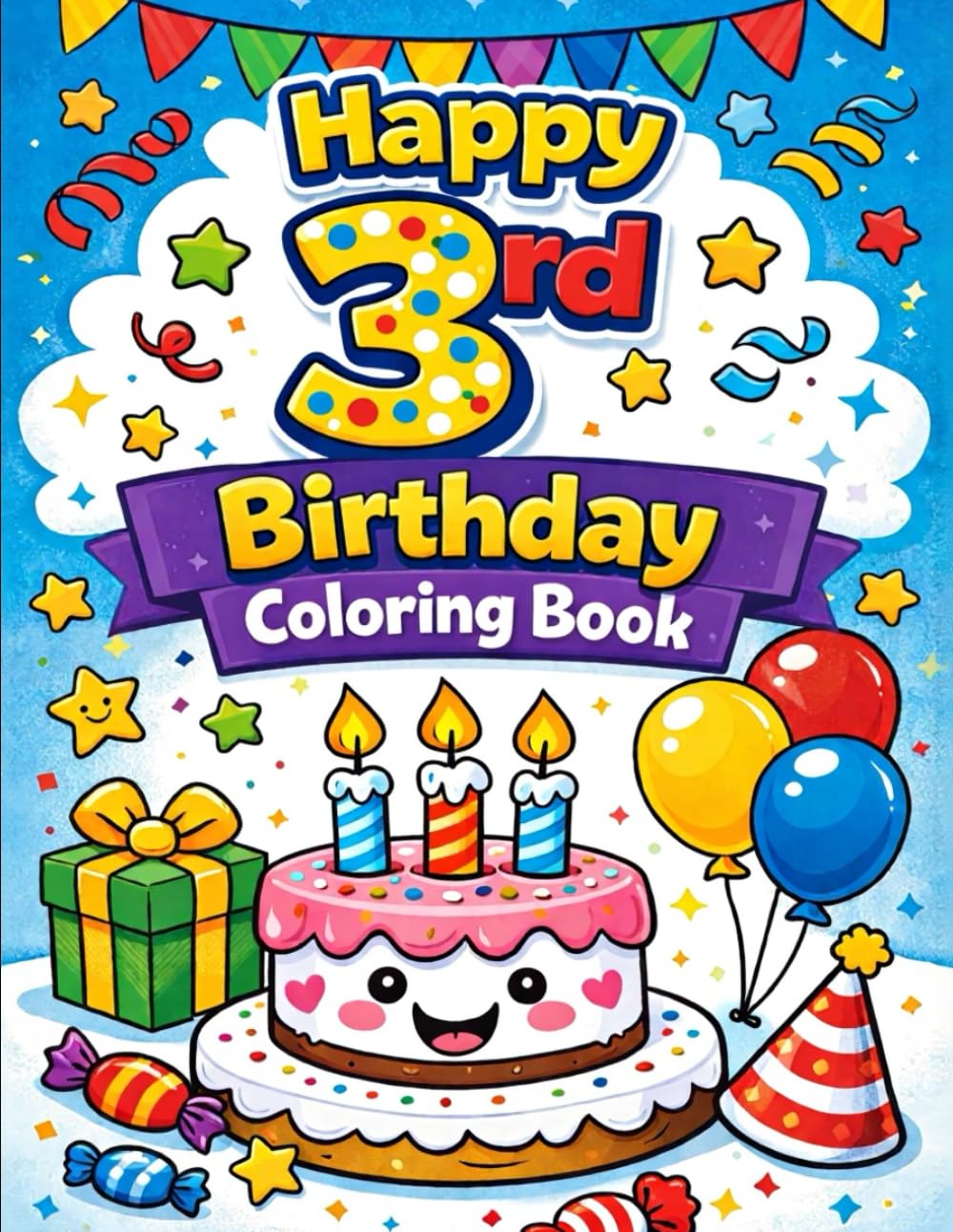 Happy 3rd Birthday Coloring Book: A Fun and Simple Birthday Coloring Book for 3-Year-Olds
