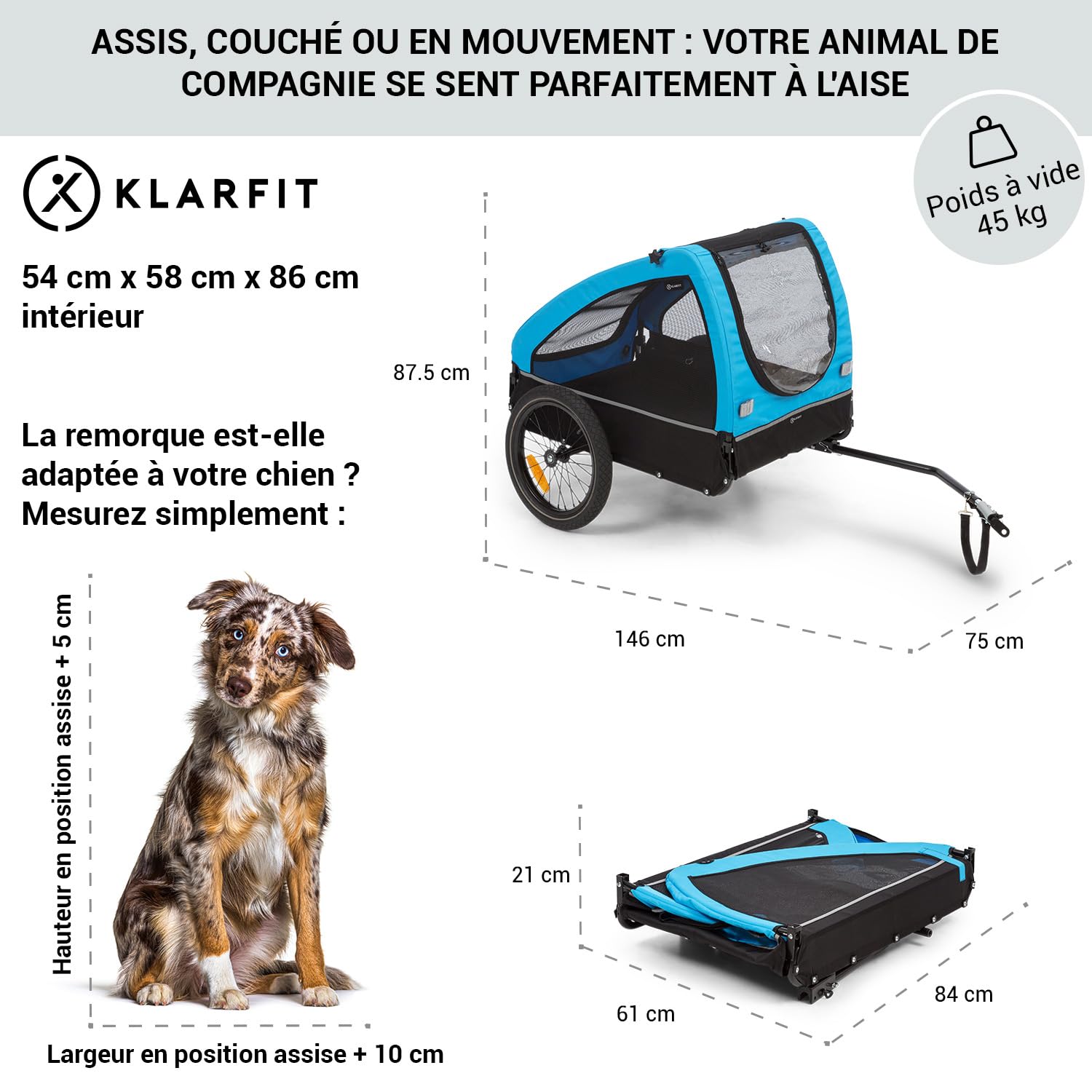 Klarfit Husky - remorque à vélo pour Chien