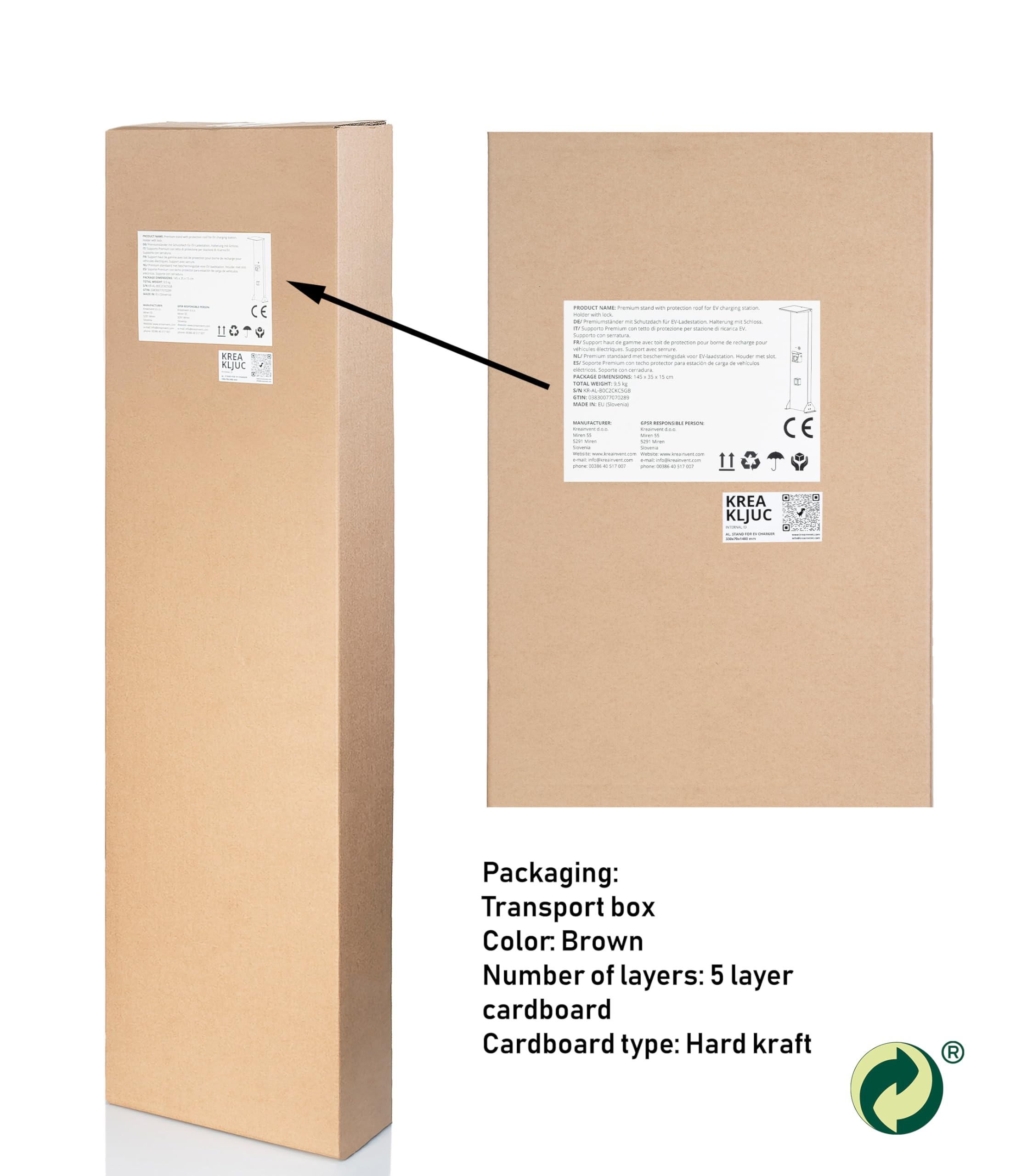 Supporto Premium Universale per Wallbox in Alluminio con Tetto e Presa 16A, 3,7kW (Tetto, Antracite, Supporto per Cavi con Serratura)