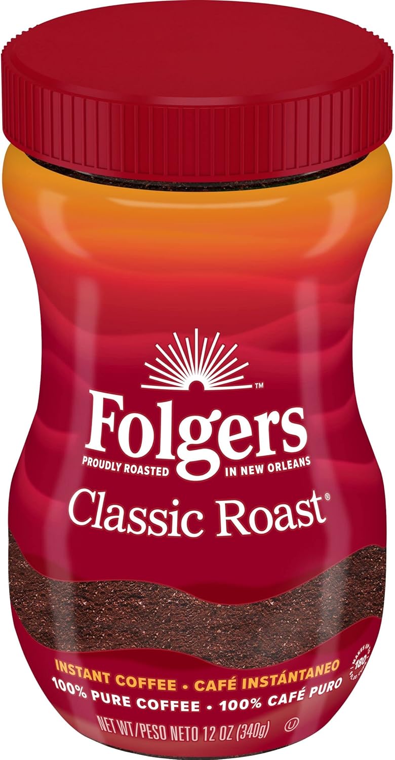 Folgers Classic Roast Instant Coffee Crystals, 12 Ounces (Pack of 6) Amazon.ca Grocery