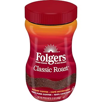 Folgers Classic Roast Instant Coffee Crystals, 12 Ounces Pack of 1