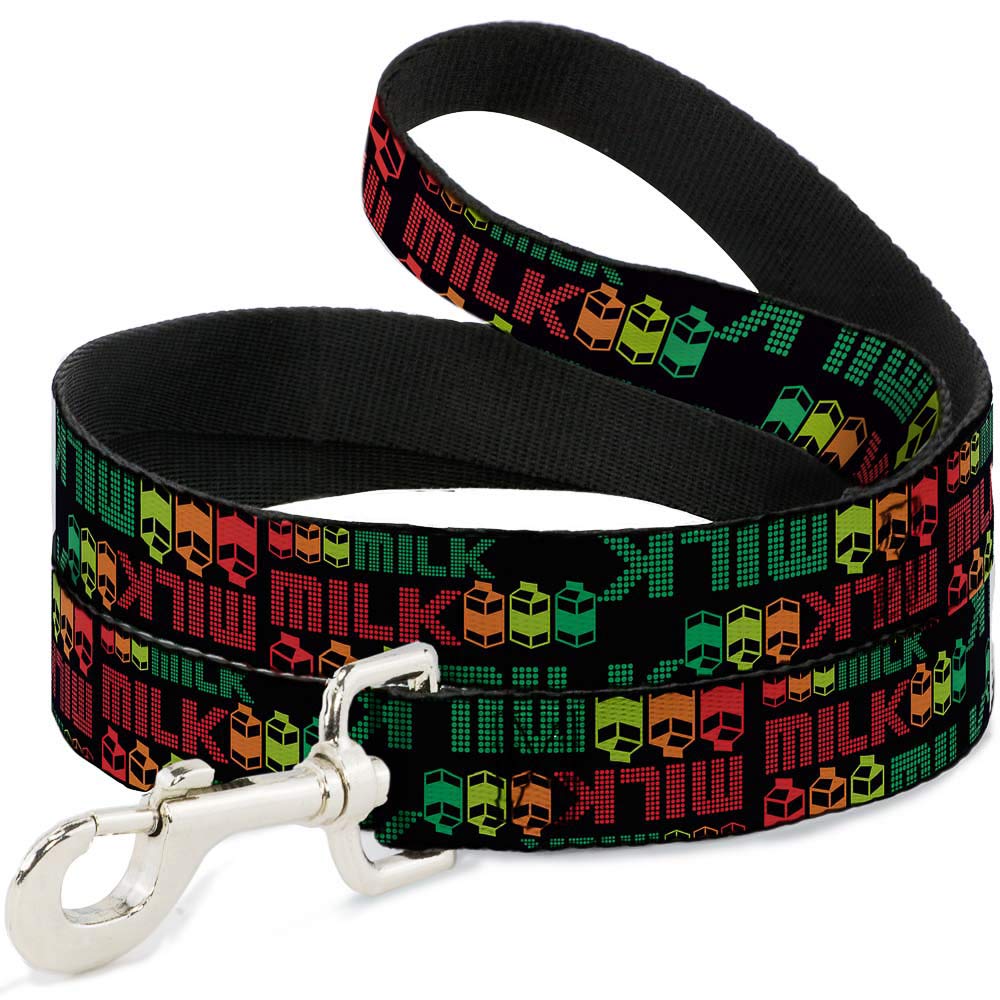 Correa de Perro con Dibujos Animados de Leche Negro Multicolor 6 pies de Largo 1.5 Pulgadas de Ancho
