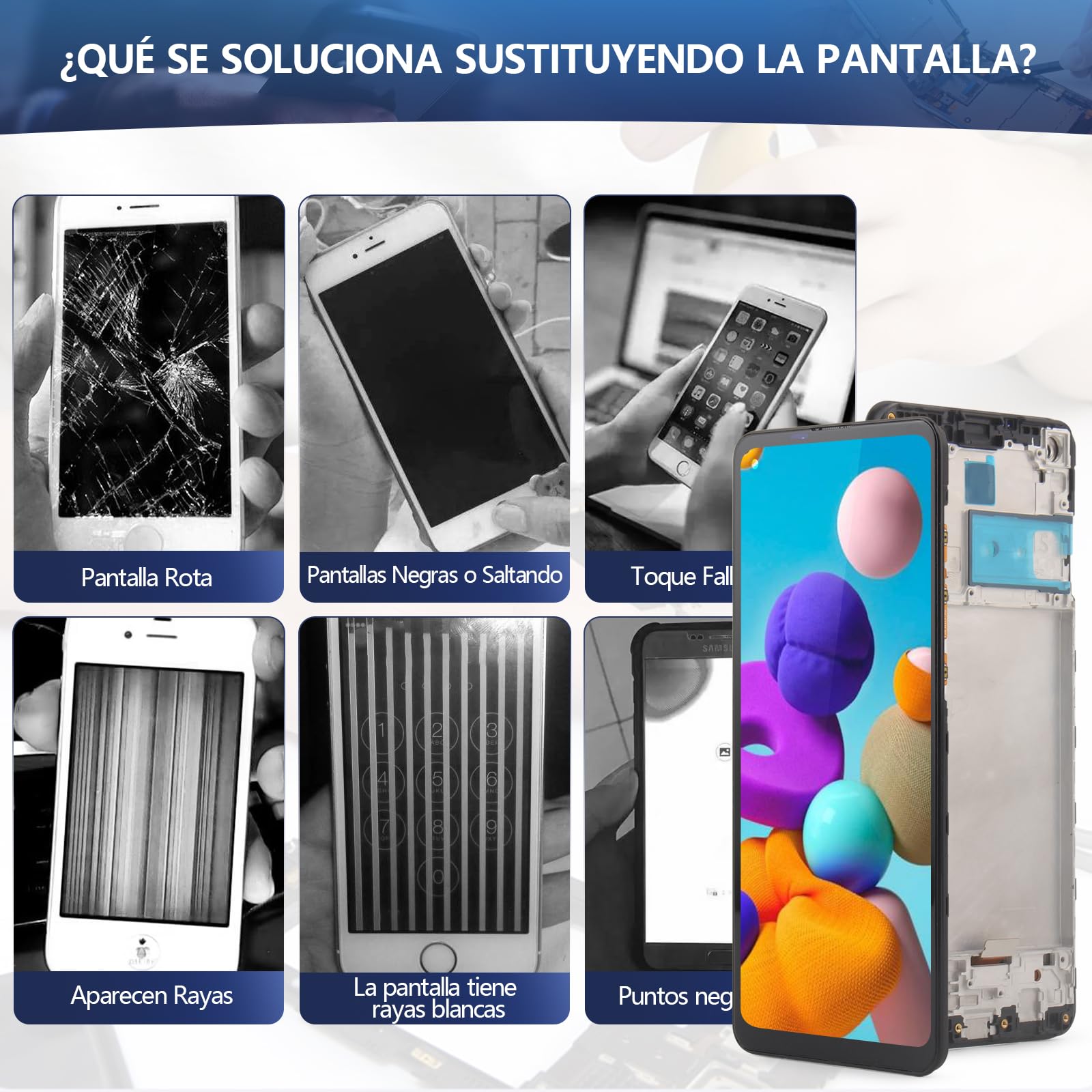 RongZy Pantalla para Samsung Galaxy A21S Táctil LCD de Repuesto Ensamblaje Digitalizador Reemplazo para Samsung Galaxy A21S A217 con Herramientas de Reparación(Negro)