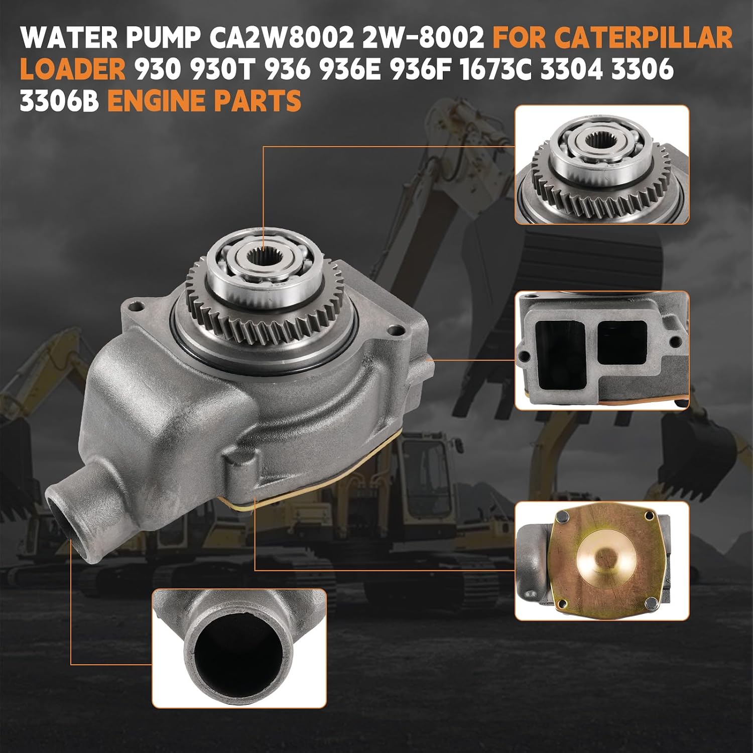 2W8002 Water Pump CA2W8002 2W-8002 Compatible with Caterpillar CAT Loader 930 930T 936 936E 936F 1673C 3304 3306 3306B Engine Parts