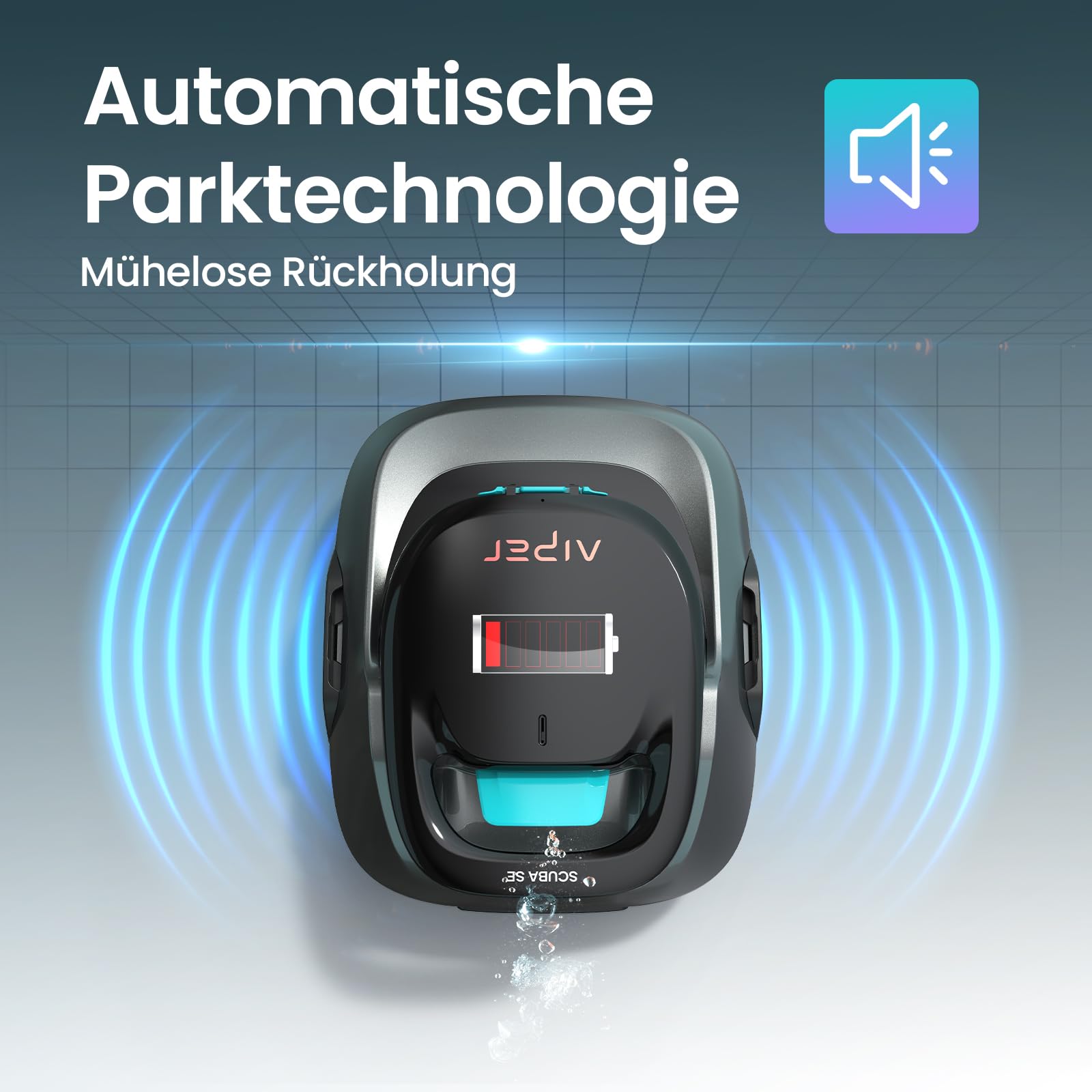 AIPER Kabelloser Poolroboter, Poolsauger Akku mit 90 Min Laufzeit, Doppelantrieb & Selbstparkfunktion, Idealer Poolreiniger für Flachbodenpools bis 80 m²