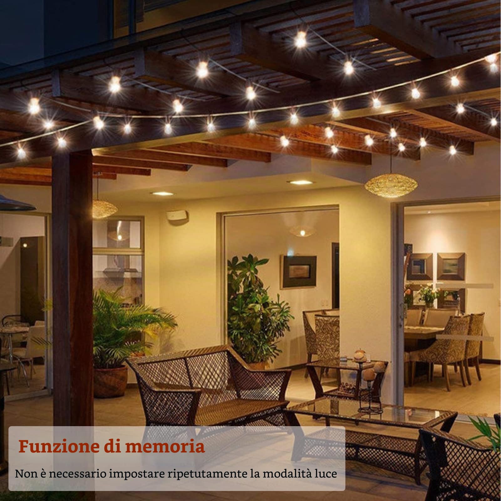 NAIZY Catena di Luci a LED a Sfera 30m Bianco Caldo 8 Modalità Catena Luminosa a LED per Natale, Matrimonio e Feste, Linea Trasparente