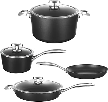 SCANPAN Pro IQ 7-Piece Cookware Set - Easy-to-Use Nonstick - Dishwasher, Metal Utensil & Oven Safe - Made by Hand in Denmark