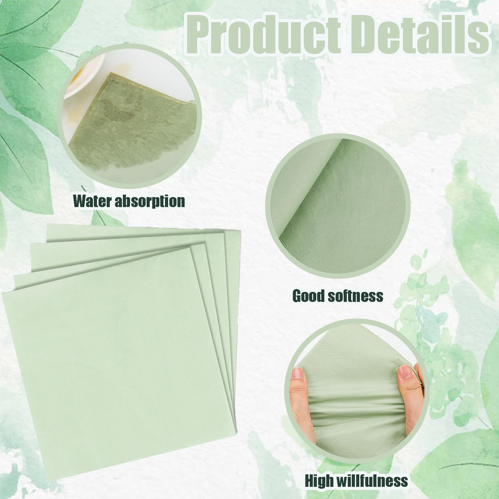 100 Servietten Salbeigrün 25x25cm - Elegante Tischdekoration Für Feste