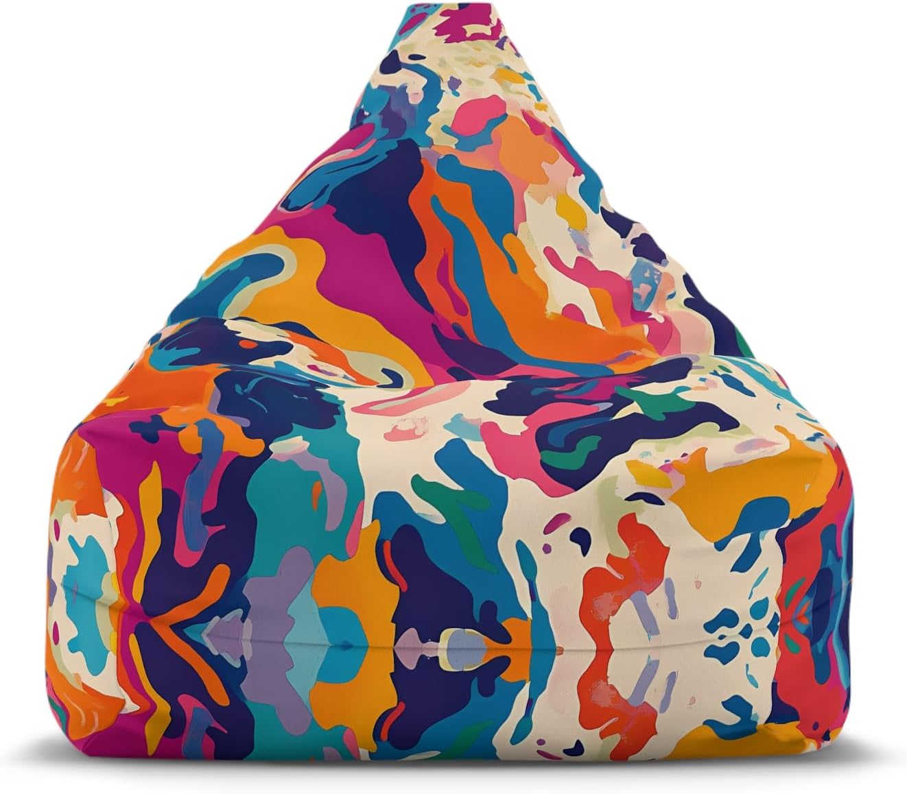 Colorful Psychedelic Bean Bag Chair Cover | Abstract Geometric Design, Cozy Lounge, Home Decor Accent