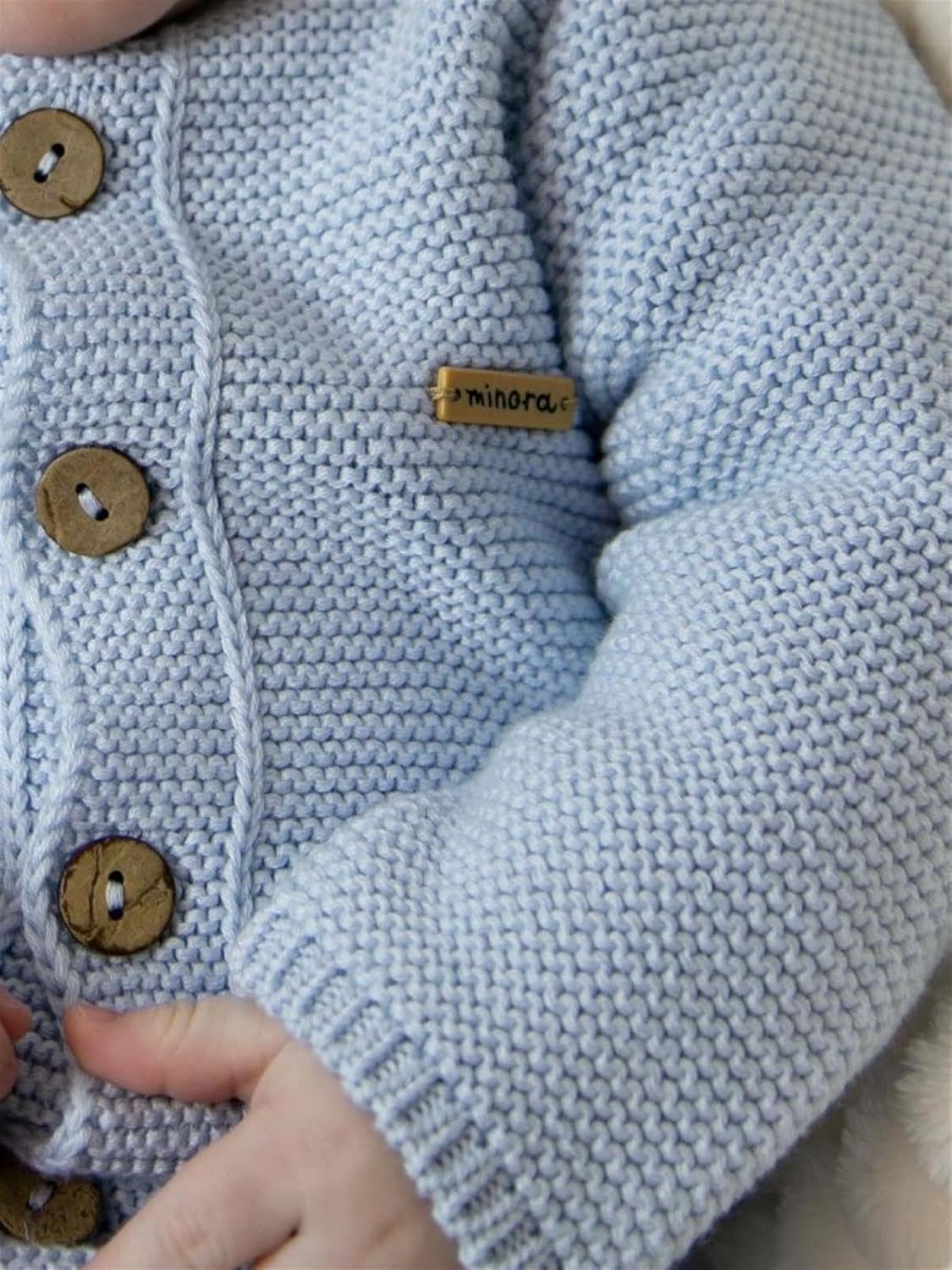 Minora Newborn Baby Boy Girl Romper, One Piece Knitted Long Sleeve Bodysuit (0-12 Months)
