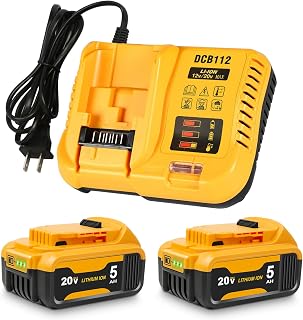 TeenPower Upgraded 20V 5.0Ah Battery Replacement for Dewalt 20v Battery 2Pack with DCB112 Charger Combo Set