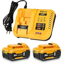 TeenPower Upgraded 20V 5.0Ah Battery Replacement for Dewalt 20v Battery 2Pack with DCB112 Charger Combo Set