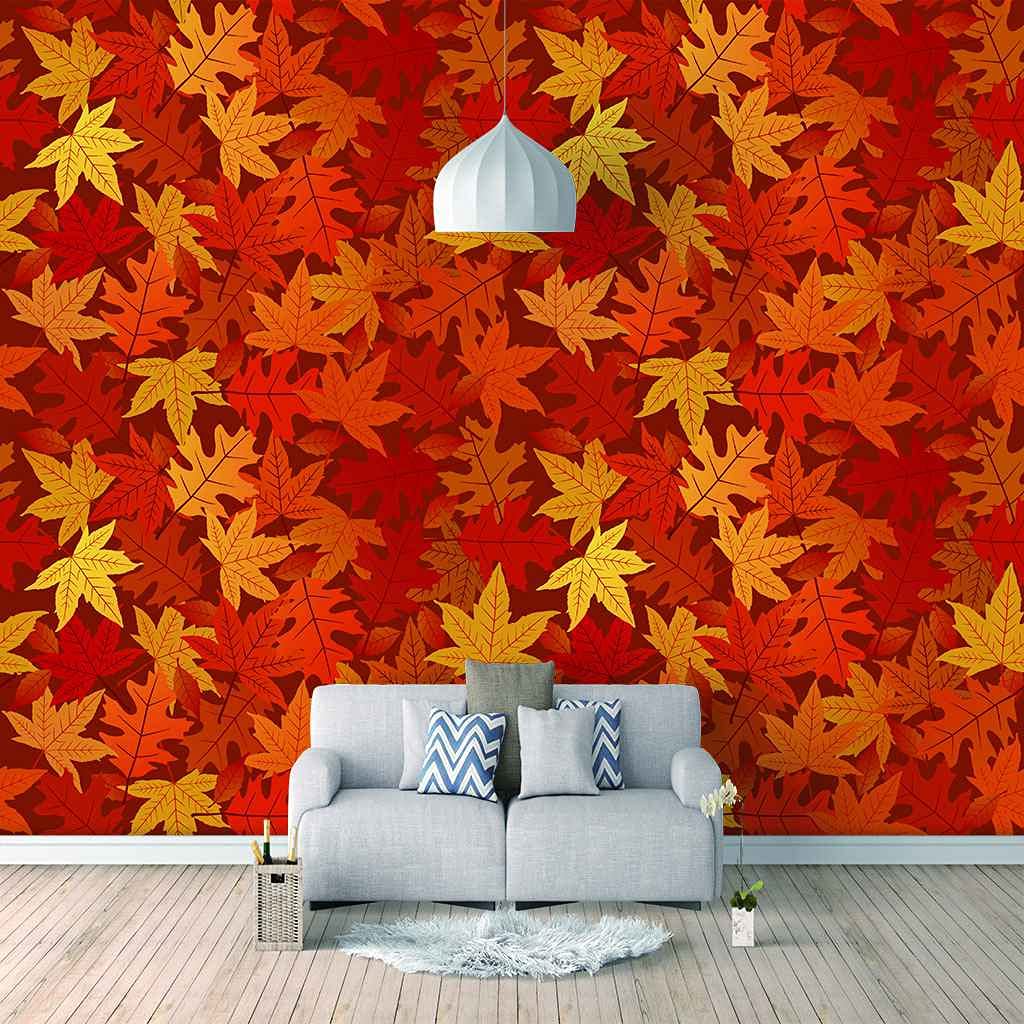 Papier peint auto-adhésif 3D feuille d'érable rouge rénovation murale facile