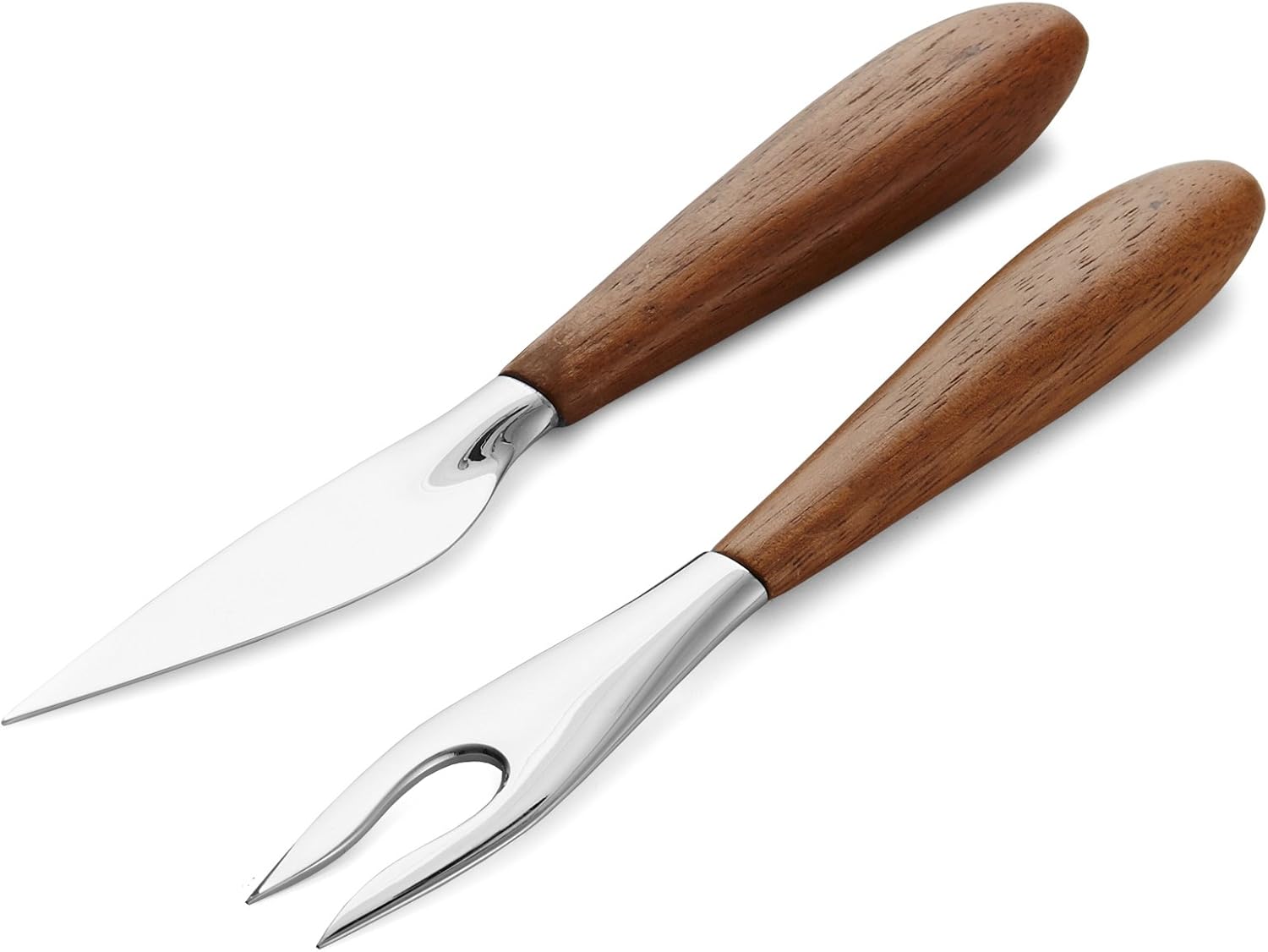 nambe Curvo Cheese Set | Cheese Knife and Fork Utensil Set for Charcuterie Board | Made of Stainless Steel and Acacia Wood | Designed by Steve Cozzolino nambe Curvo Cheese Set | Cheese Knife and Fork Utensil Set for Charcuterie Board | Made of Stainless Steel and Acacia Wood | Designed by Steve Cozzolino