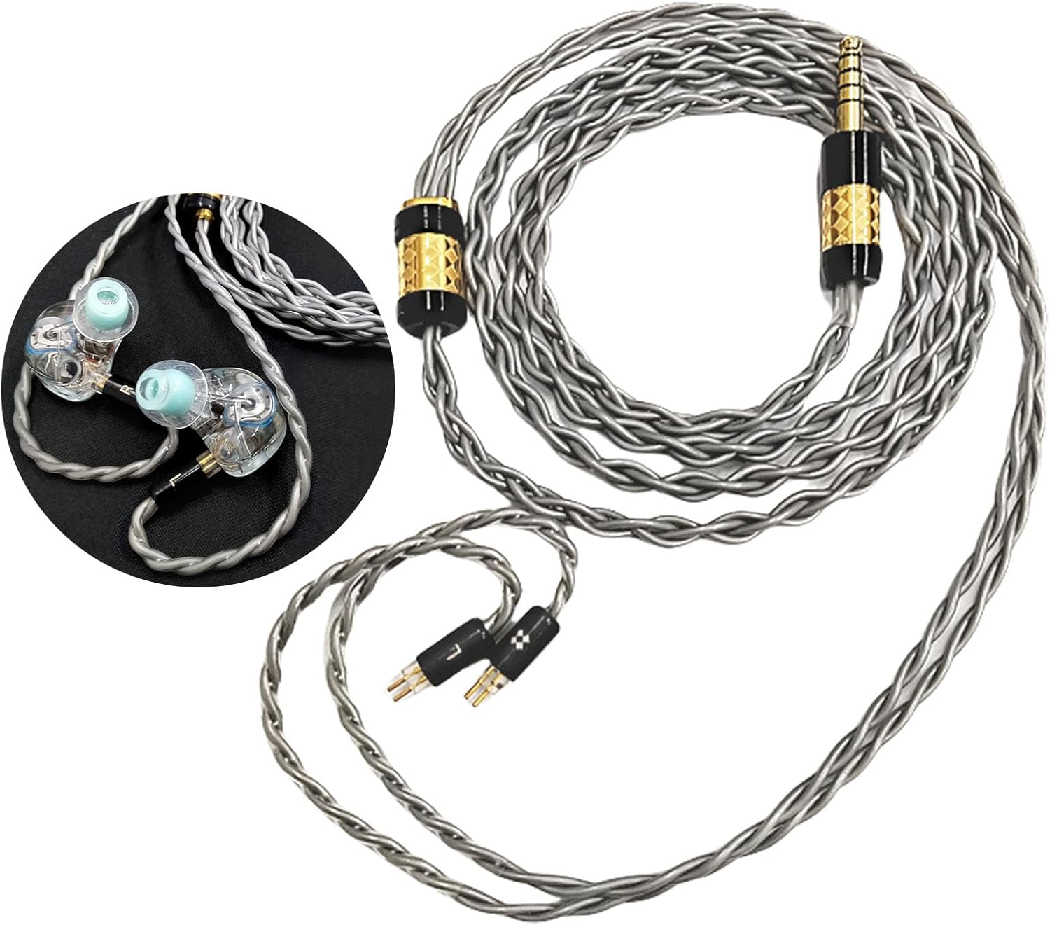 8coreアップグレードイヤホンケーブル0.78mm 2ピンシルバーメッキ銅の拡張サウンドと耐久性のシルバーメッキ銅ケーブル