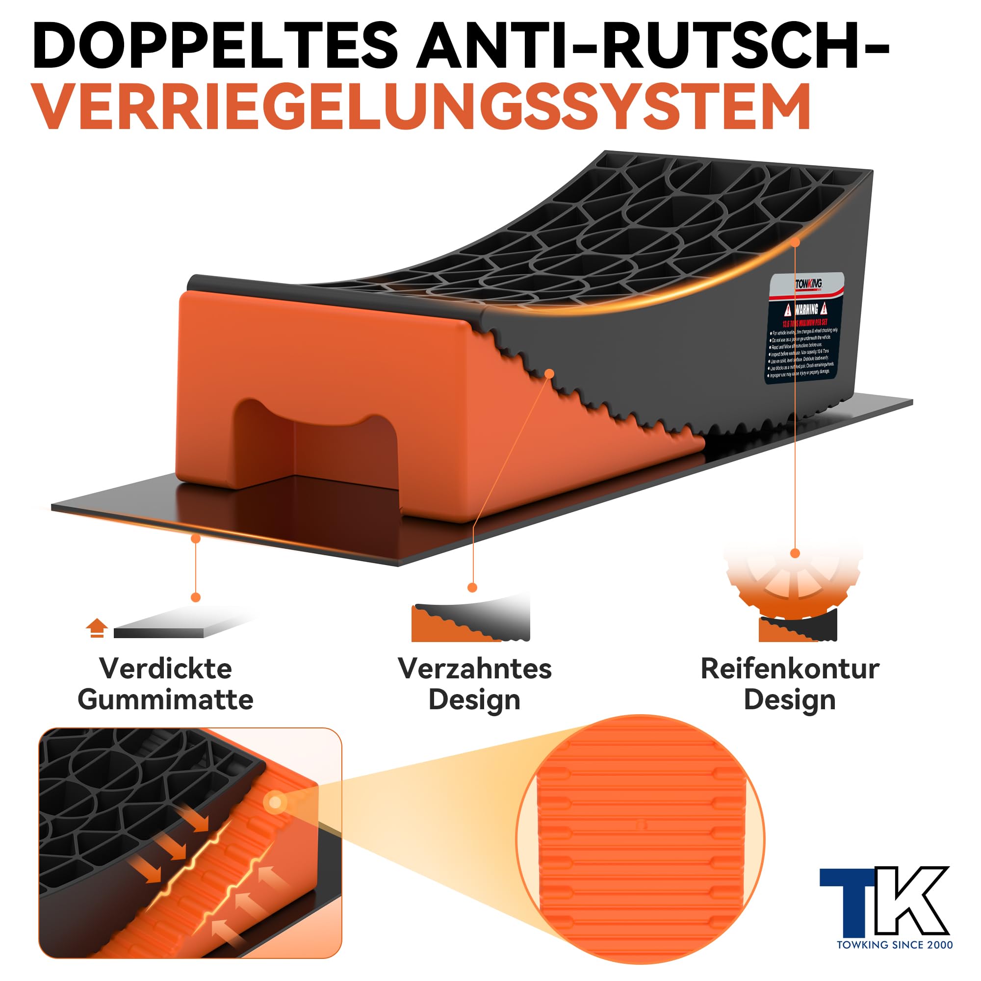 1 set/2 cunei per camper, roulotte e rimorchi, capacità di carico fino a 13,6 tonnellate, livellamento semplice e senza livelli (blu + nero)