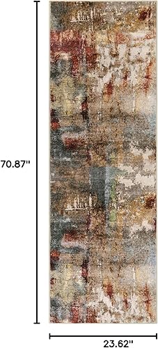 Miniatura 2 de Morebes Alfombra de pasillo abstracta de 2 x 6 pies para pasillo, alfombra roja de camino de cocina, antideslizante, lavable, antideslizante,