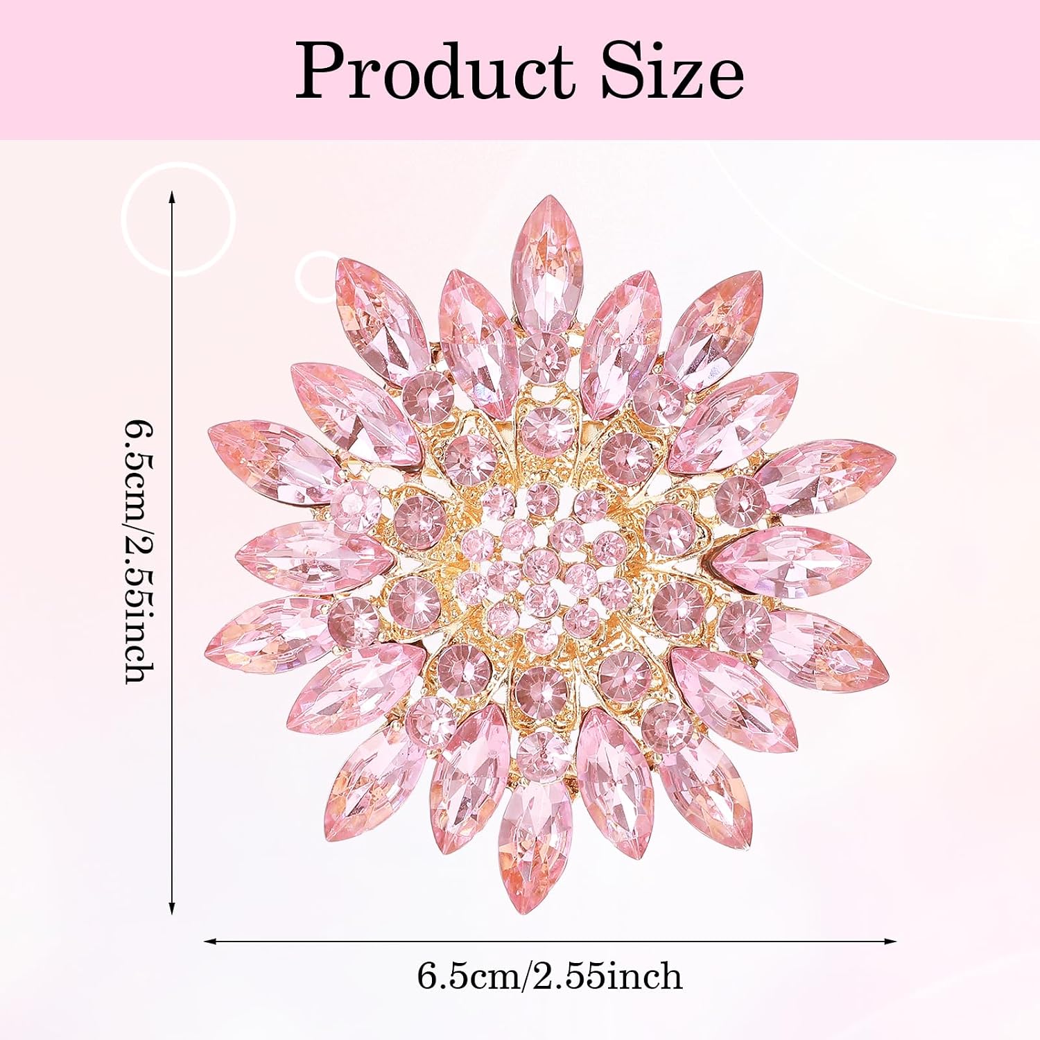 Flower Brooches For Women Rhinestone Sunflower Brooch Pin Red Pink Flower Brooch Marquise Wreath Brooches Elegant Accessories Jewelry Gifts For Women Girls Skirt Dress Hat Decoration