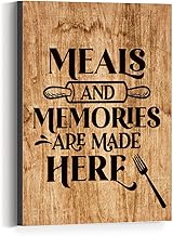 JANLAN Kitchen Quote Canvas Wall Art,Meals & Memories Are Made Here Canvas Prints Framed Wall Art for Kitchen Dinning Room Wall Decor