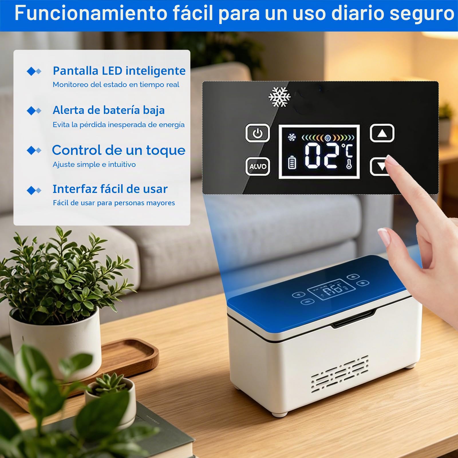 Nevera portátil de insulina, 2 – 8 °C, refrigerador de medicina con batería de 2 x 10200 mAh y bolsa de transporte, advertencia inteligente de batería, bolsa de insulina para casa, coche y