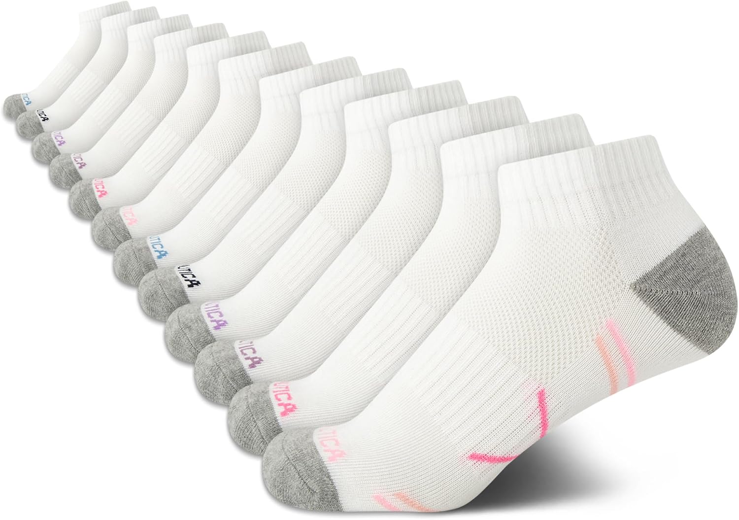 Nautica Womens Quarter Cut Moisture Control Athletic Socks with Cushioned Comfort (12 Pack)