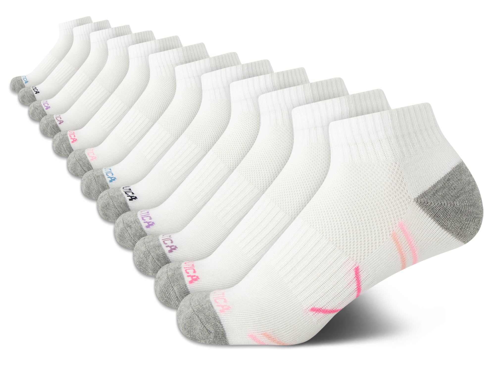 Nautica Womens Quarter Socks Cushioned Moisture Wicking Socks, 12 Pack