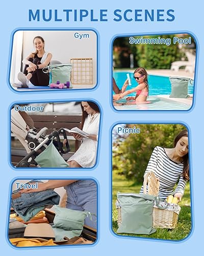Miniatura 3 de babygoal Bolsas húmedas para pañales de tela para bebé, paquete de 3, bolsas de viaje lavables, playa, piscina, bolsa de gimnasio para trajes de