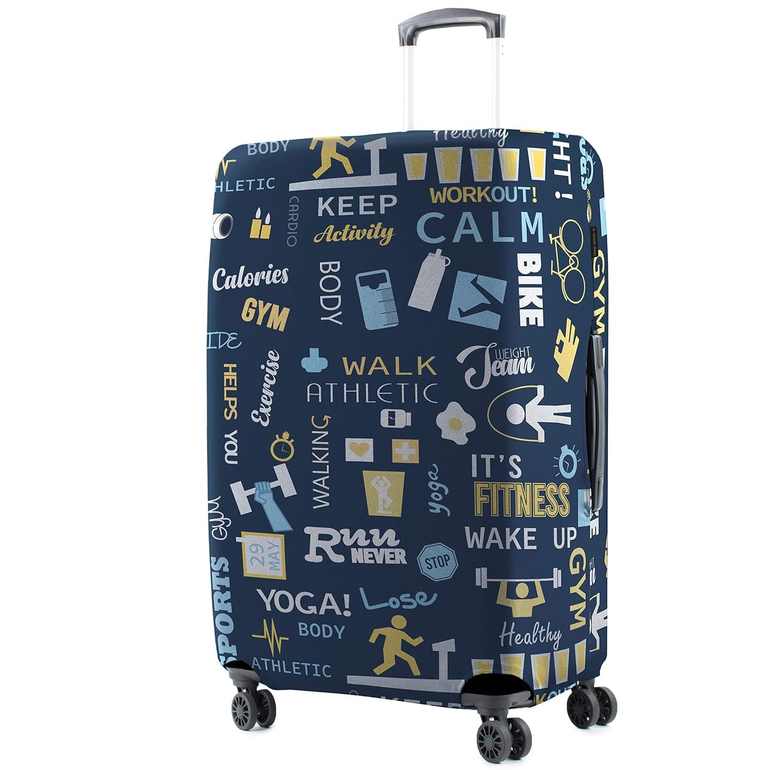 Navy Blue Polyester Fabric Small Protective Luggage Cover | Small Protective Luggage Cover Without Suitcase - Navy Blue (M)-image-18