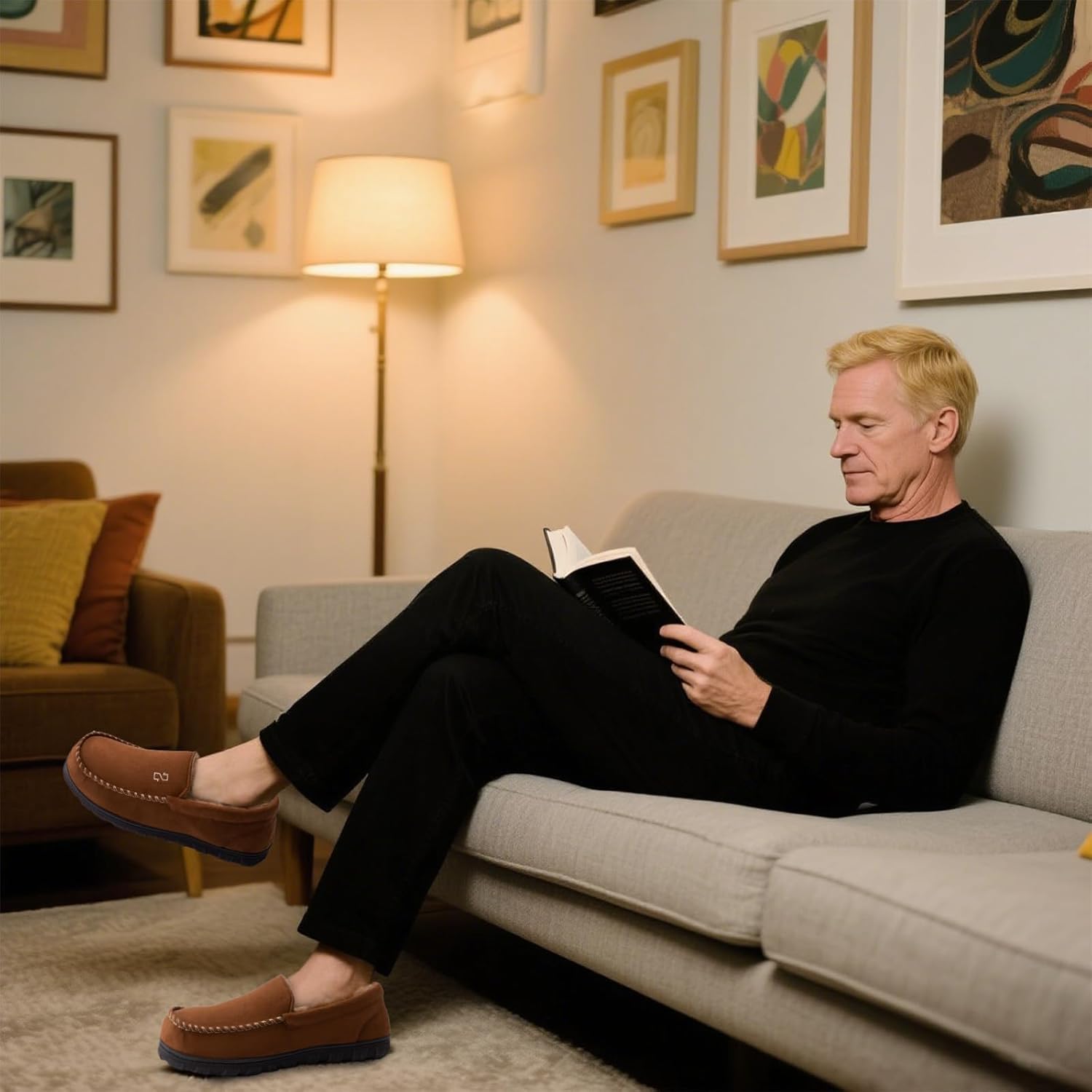 Zizor Men's Moccasin Slippers With Memory Foam, House Shoes for Indoor Outdoor - Image 2