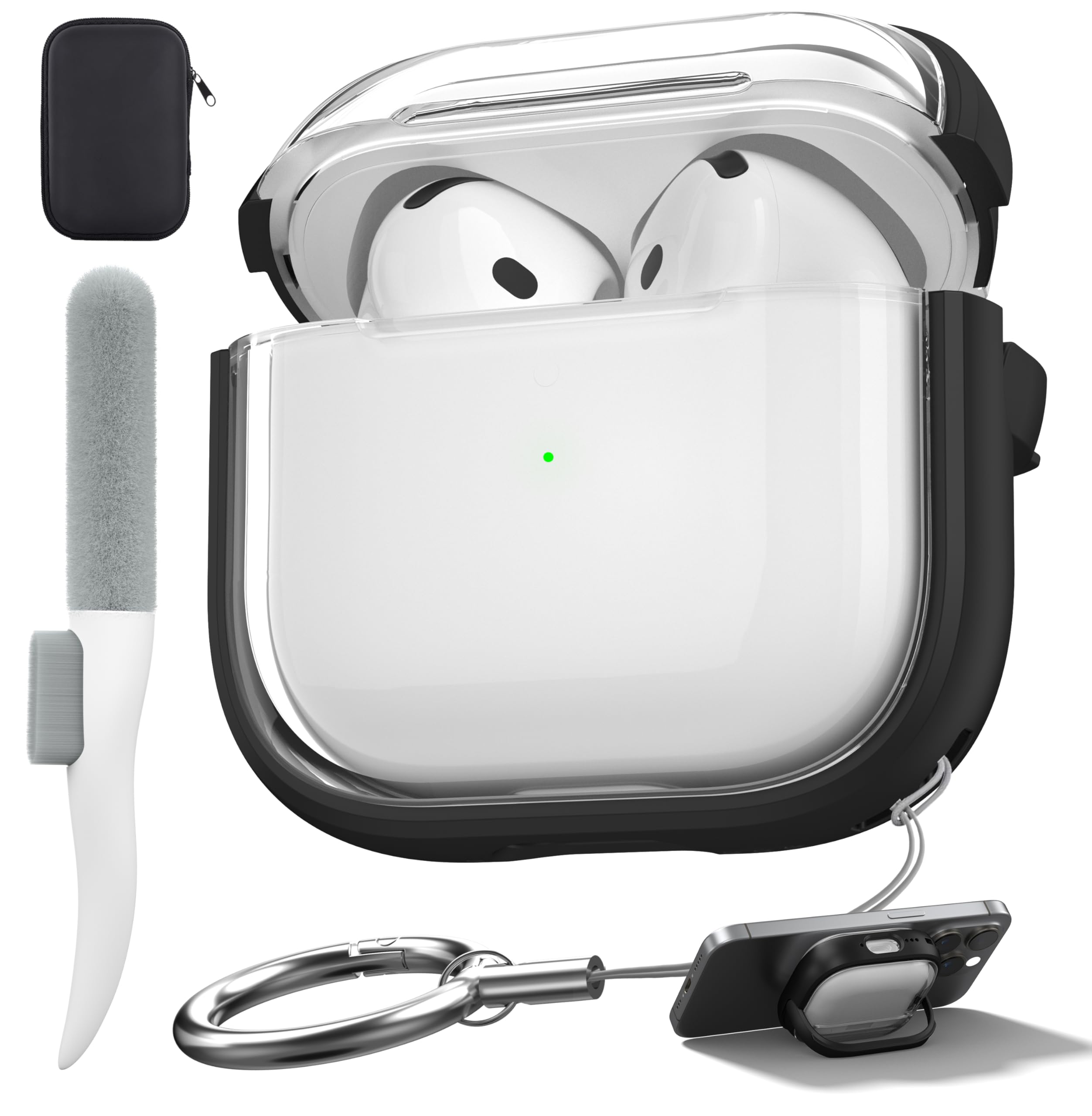 Valkit Compatible AirPods 4 Case Cover, Soft TPU Airpods 4th Generation Case with Cleaner Kit, Shockproof Protective Case with Keychain for Apple AirPods 4 Gen Cases for Women Men(Black Clear)