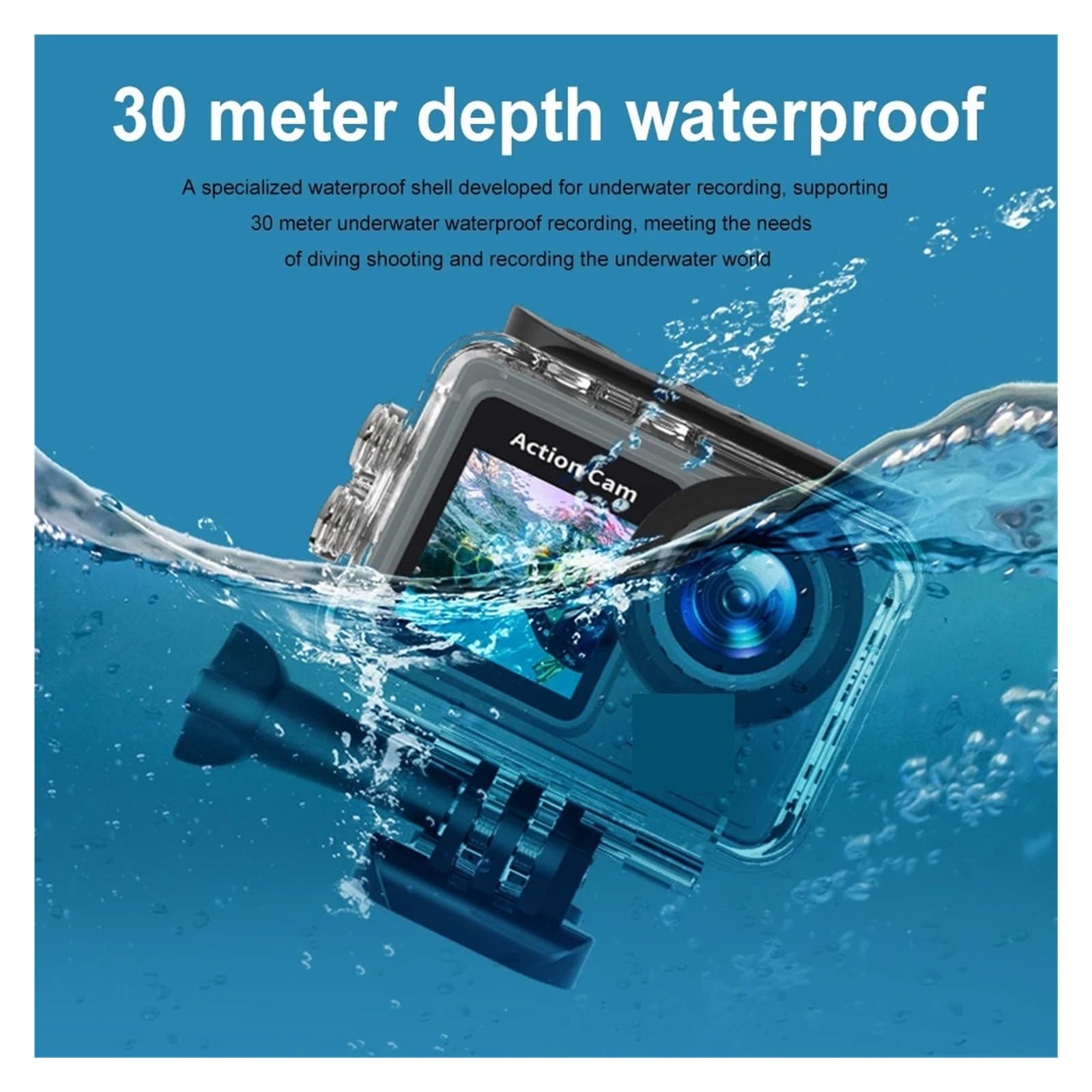 Action Camera, Action camera 5K, anti-shake, sport cam, doppio schermo, mini telecamera subacquea, grandangolo 170° con telecomando,per Ciclismo, Moto