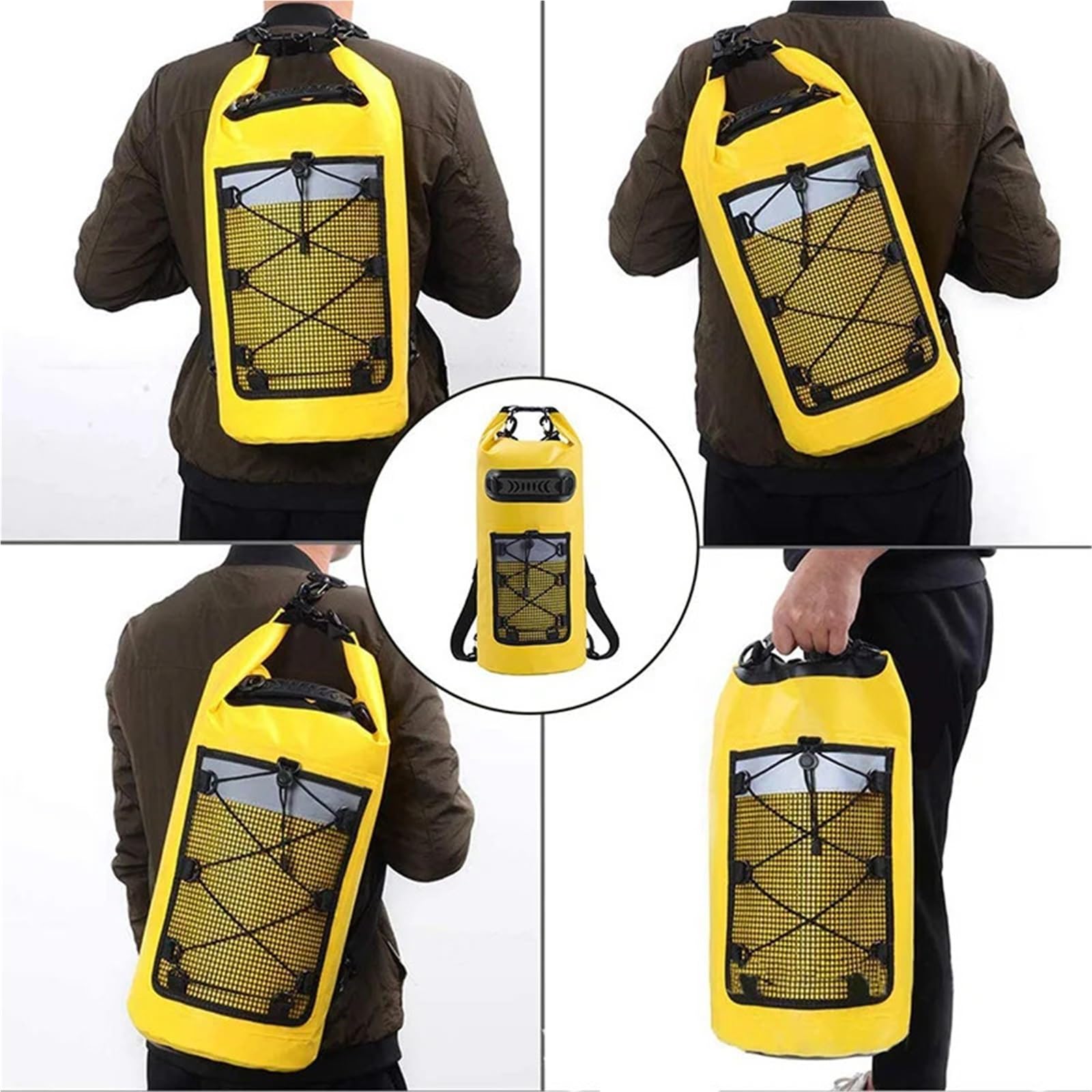 Sac Étanche Sac à Dos Sec en PVC for Femmes et Hommes, Sac étanche bandoulière for Kayak, Trekking, dérive, Rafting, Surf, Bateau(Yellow,20L)