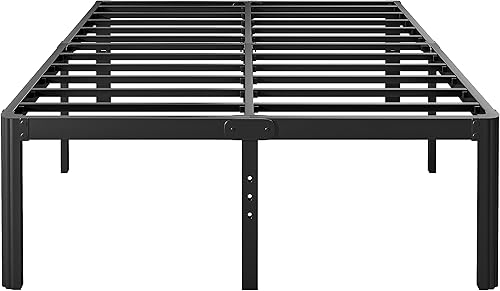 Miniatura 48 de Hunlostten Base de cama resistente de 12 pulgadas, tamaño individual XL, no necesita somier, base de cama de metal individual XL con esquinas