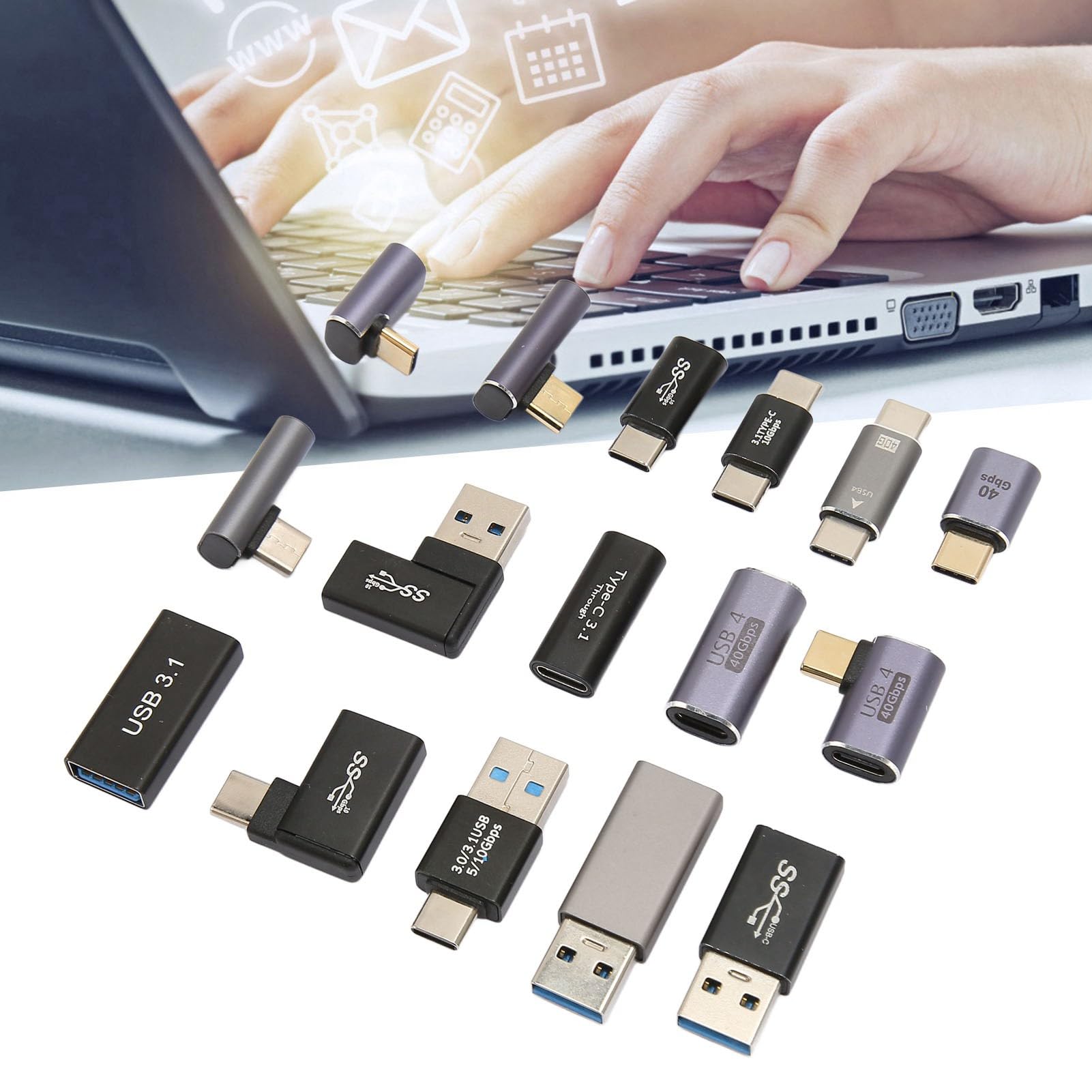 Kit Adattatore USB con 16 Connettori in Lega di Alluminio