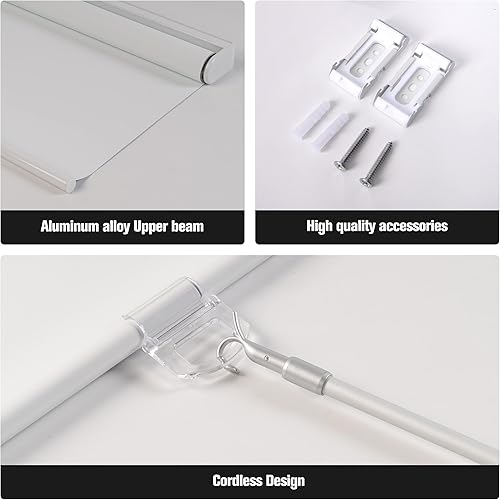 Miniatura 6 de BERISSA Persianas enrollables de tela impermeable sin cordones, opacas para ventanas, persianas personalizadas y con aislamiento térmico, fáciles de