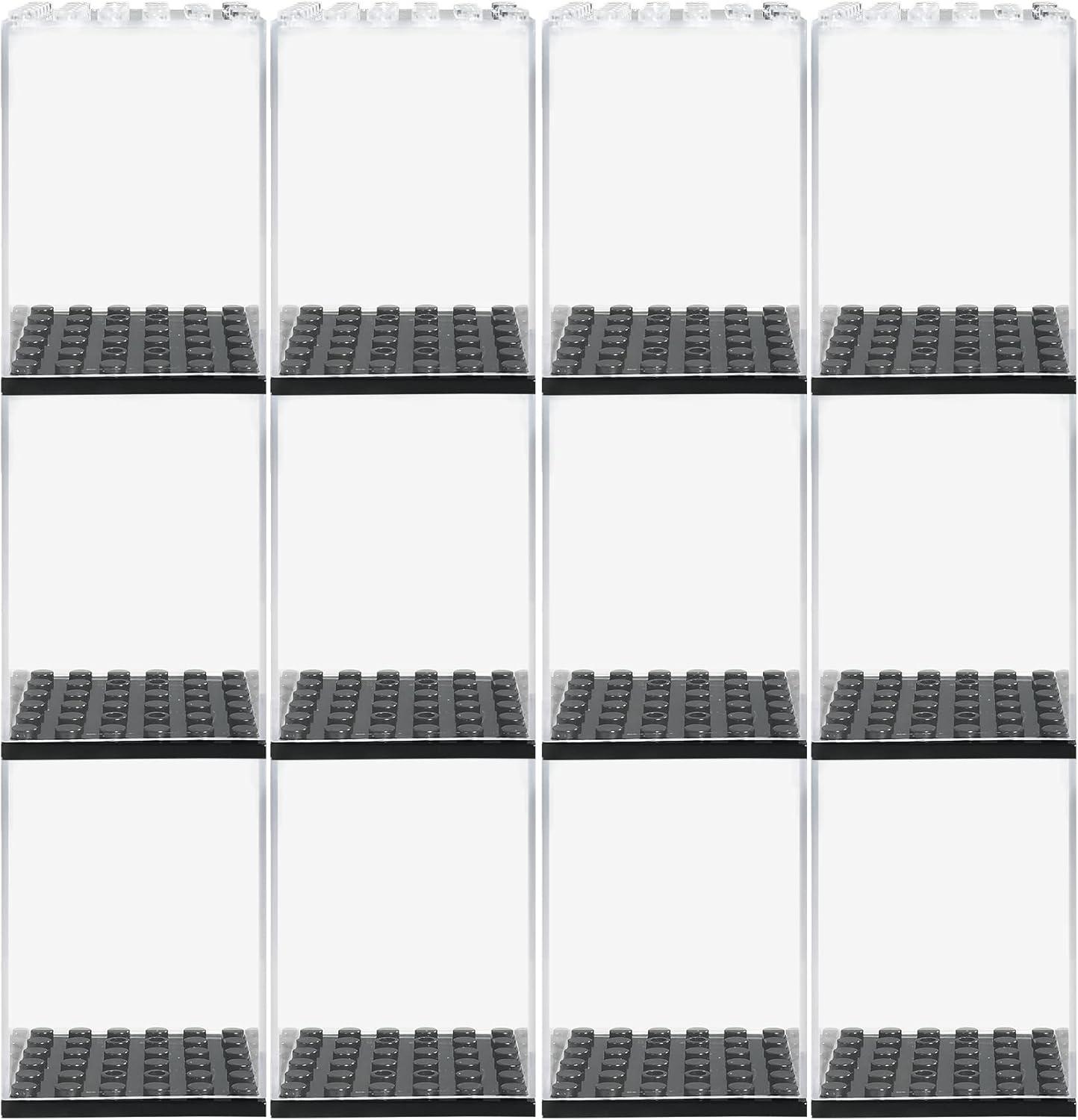 EKIND Acrylic Display Case Compatible for Minifigures, Building Block Toy Models, Buildings Toys Storage, Stackable Removable High Transparency Dustproof Display Case(12PCS)