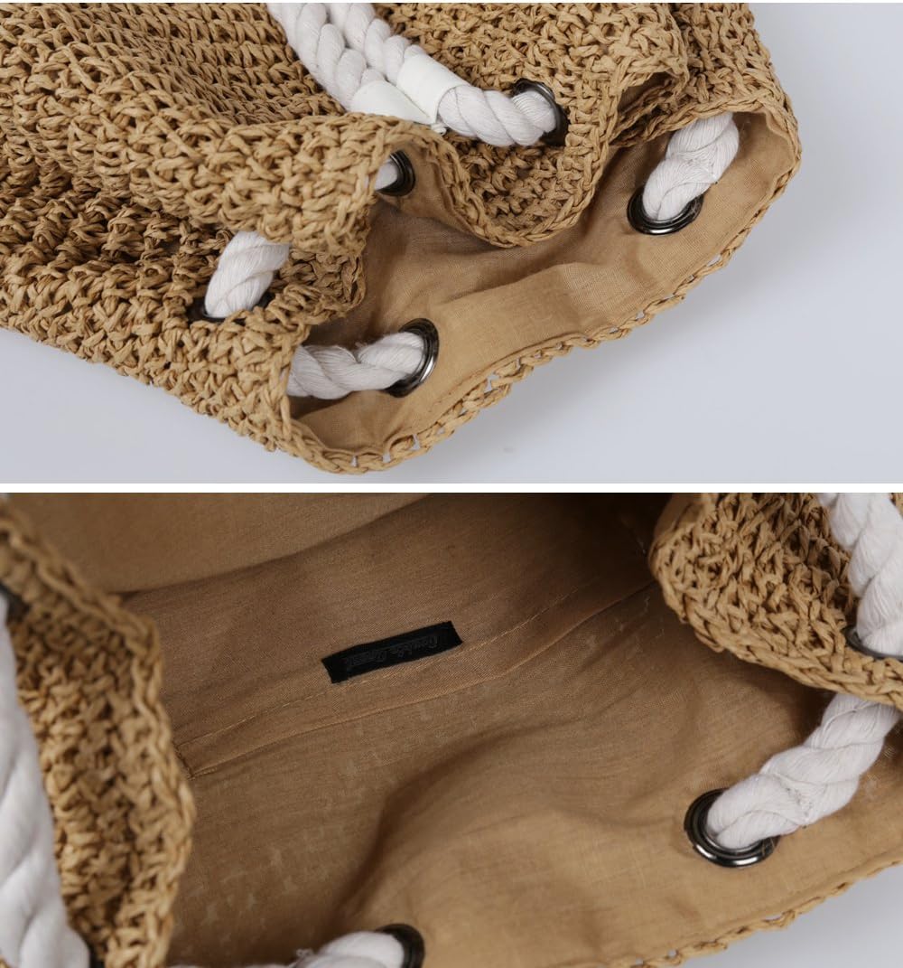 TONWHAR® Campus Fashion Straw Shoulder Bag Beach Backpack Purse