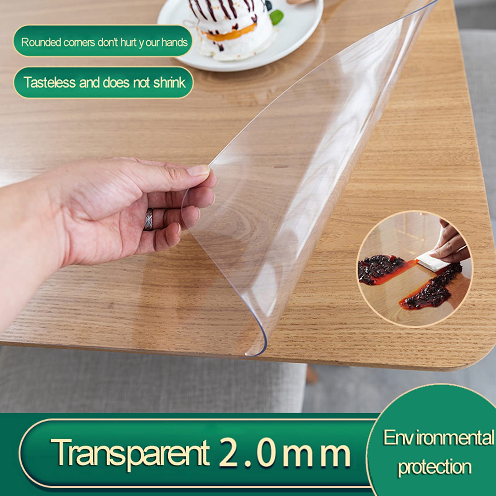 ZXCVBAS Nappe Transparente,Nappe Cristal,Protecteur De Couverture De Bureau Transparent, Tapis De Table, Protecteur De Table Transparent Pour Table Basse, Housse De Commode,100x250cm/40x99in